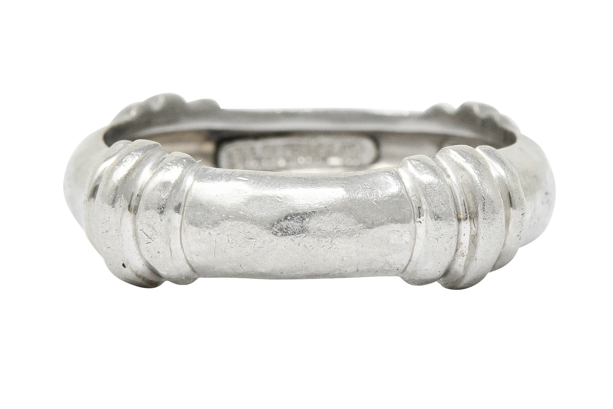 Henry Dunay Vintage Platinum Hammered Band Ring Circa 1990s - Image 2