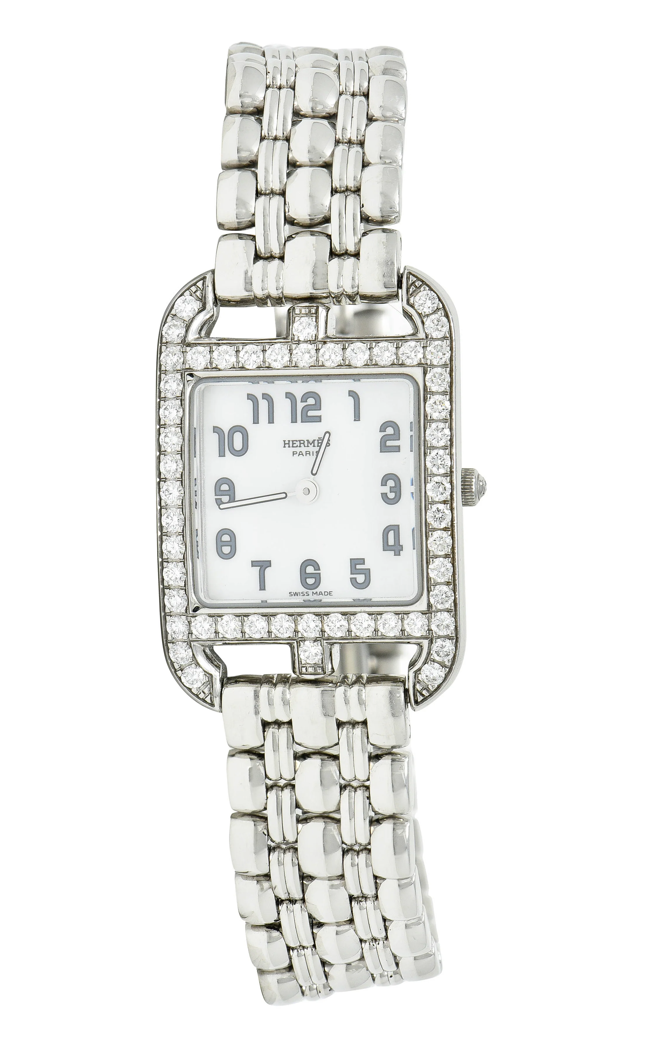Hermès 1.25 CTW Diamond Stainless Steel Cape Cod Watch Bracelet