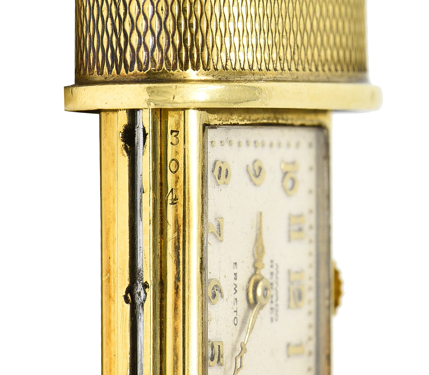 Hermès 18 Karat Gold Textured Expandable Vintage Purse Travel Watch Pendant - Image 14