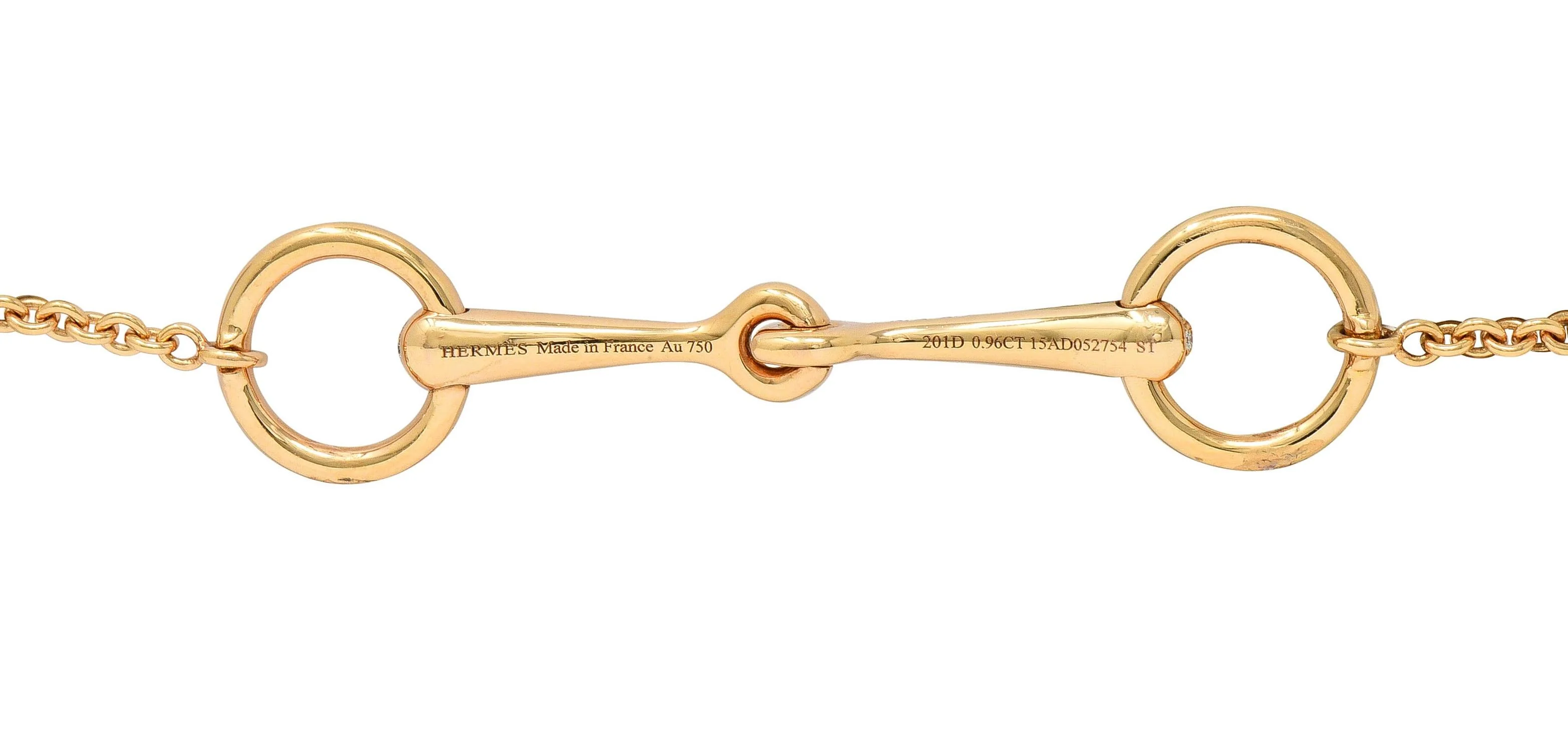 Hermès France Diamond 18 Karat Rose Gold Filet D'Or Horsebit Bracelet - Image 10