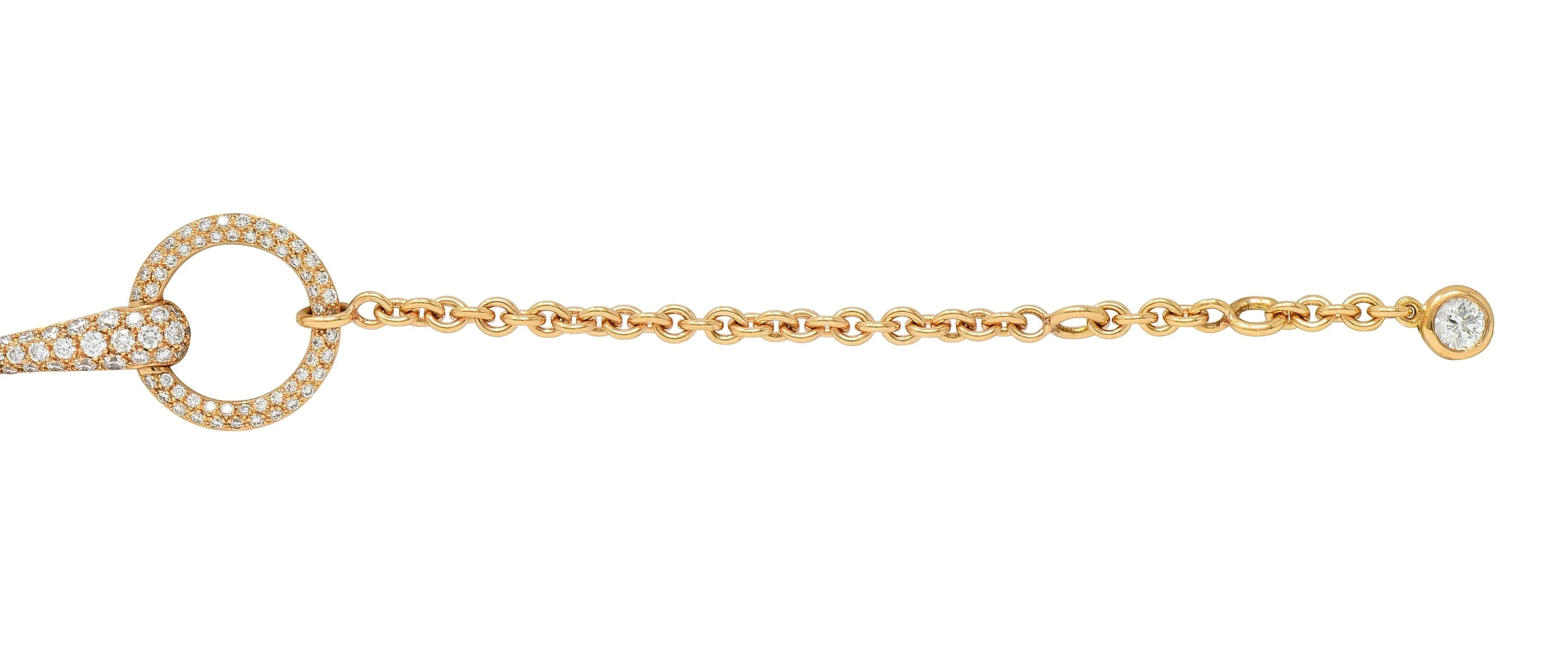 Hermès France Diamond 18 Karat Rose Gold Filet D'Or Horsebit Bracelet - Image 5