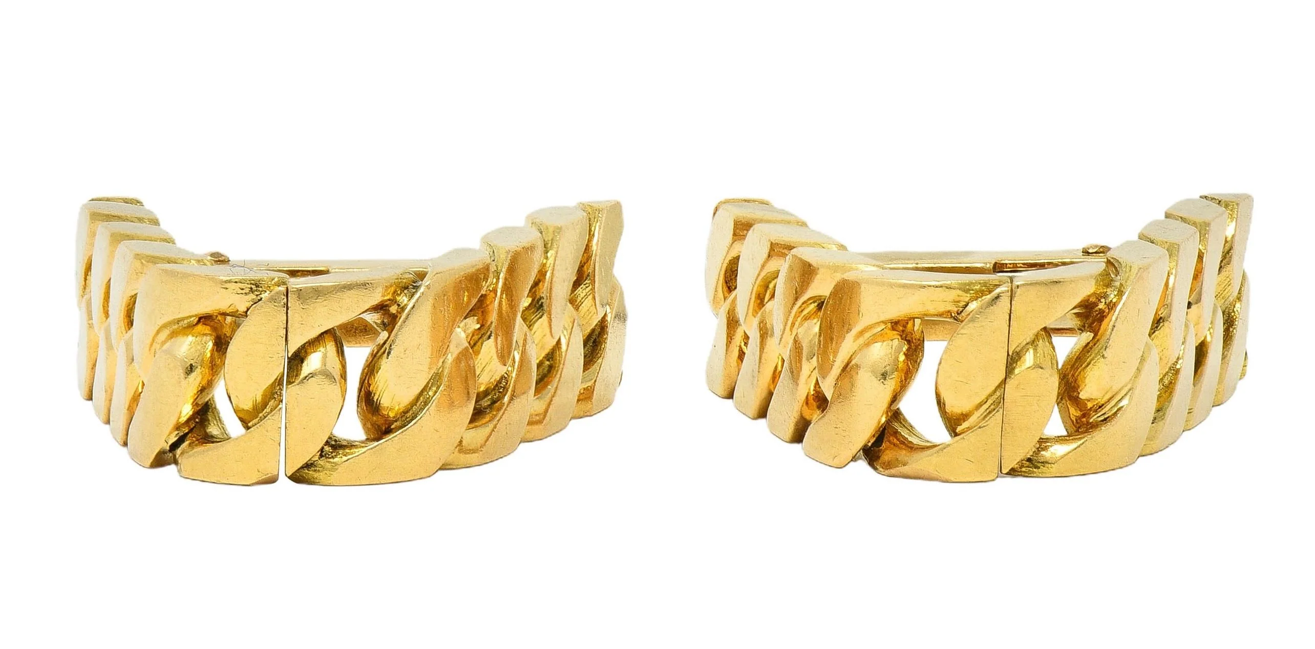 Hermès Paris 18 Karat Yellow Gold Curb Link Vintage Men's French Stirrup Cufflinks - Image 9