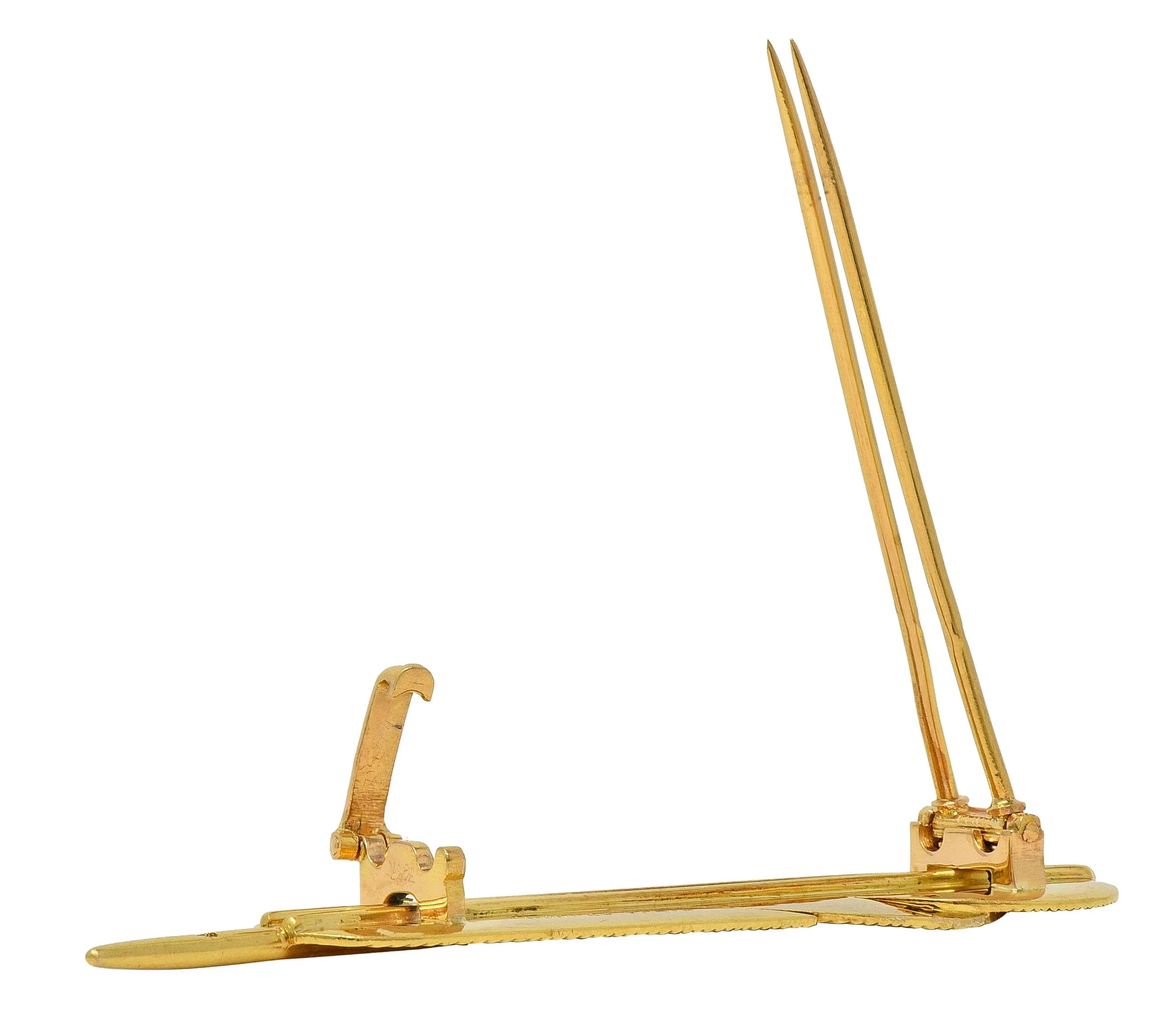 Hermés Paris Georges L'Enfant 1960's 18 Karat Yellow Gold Vintage Feather Brooch - Image 9