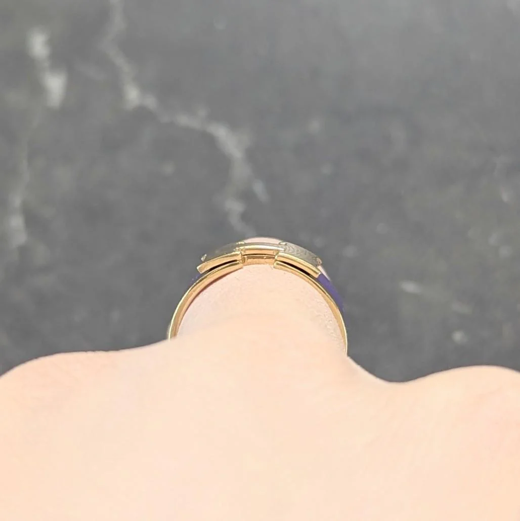 Hermès Purple Enamel 18 Karat Yellow Gold Clic Clac H Band Ring - Image 7