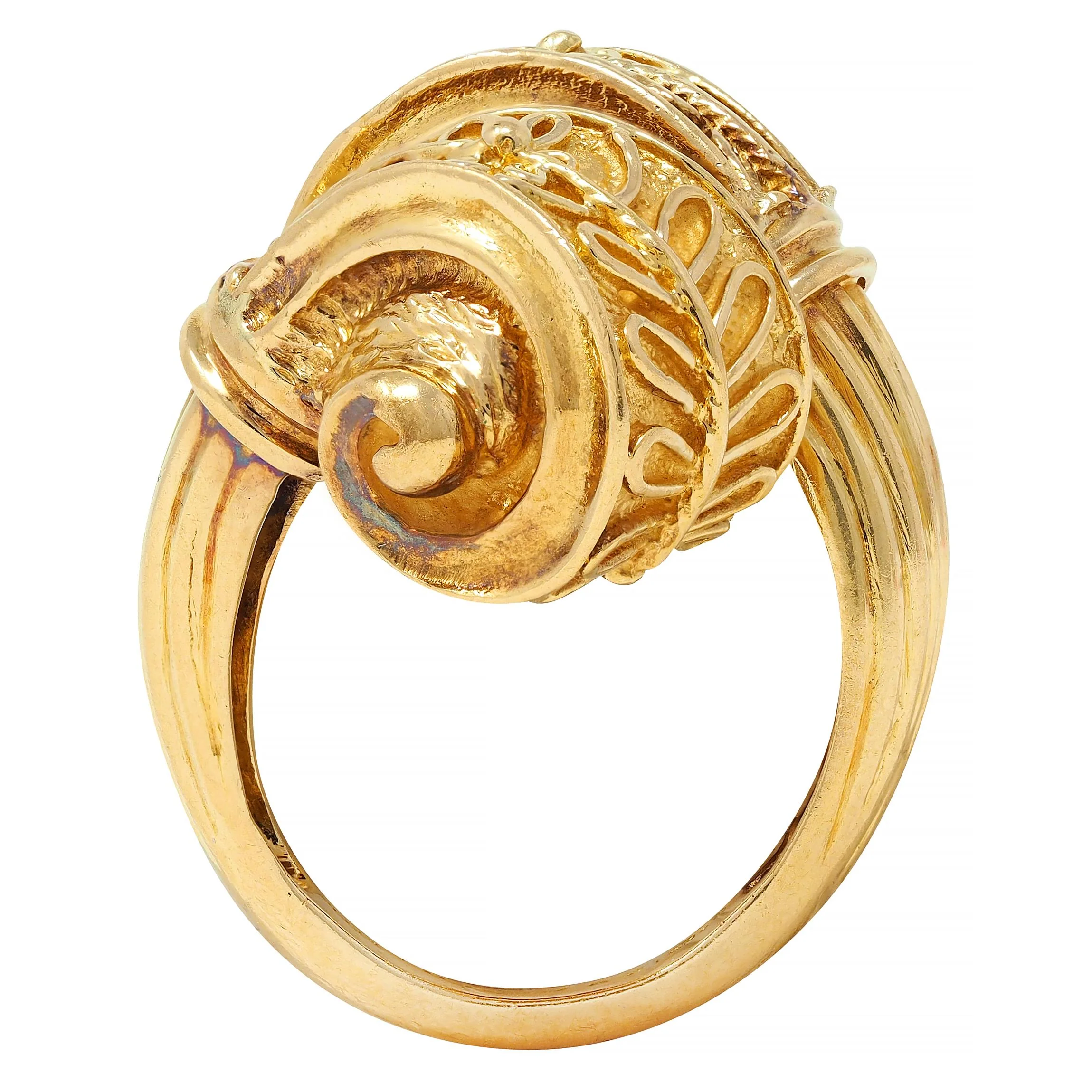 Ilias LaLaounis 1960's 18 Karat Yellow Gold Vintage Hellenistic Column Bypass Ring