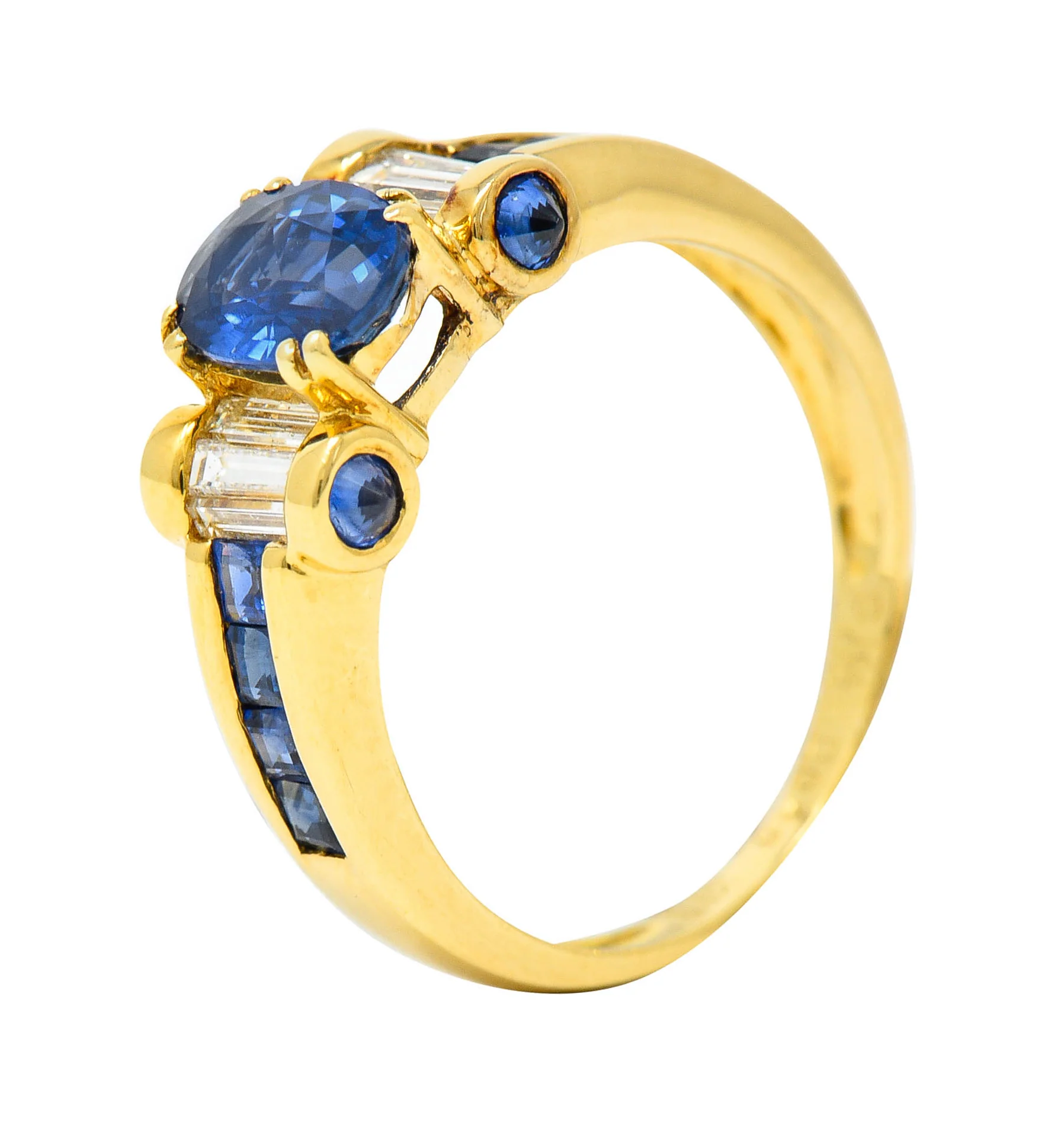 Innovative Sapphire Diamond 18 Karat Gold Gemstone Ring - Image 11
