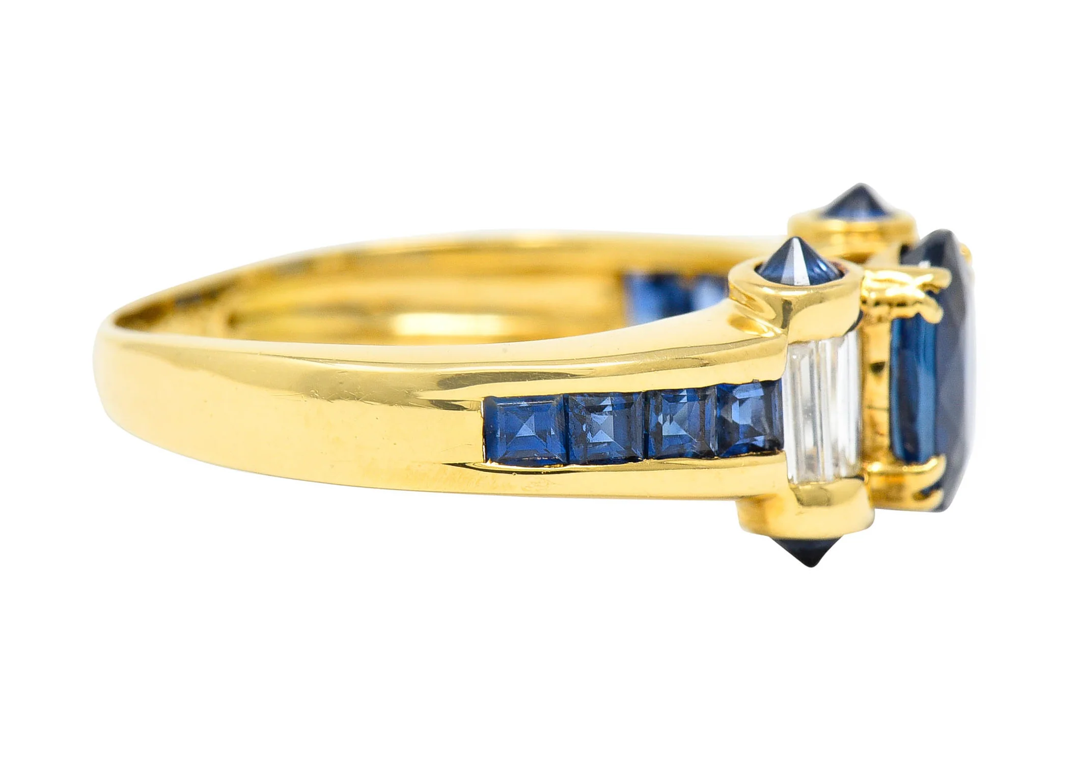 Innovative Sapphire Diamond 18 Karat Gold Gemstone Ring - Image 3