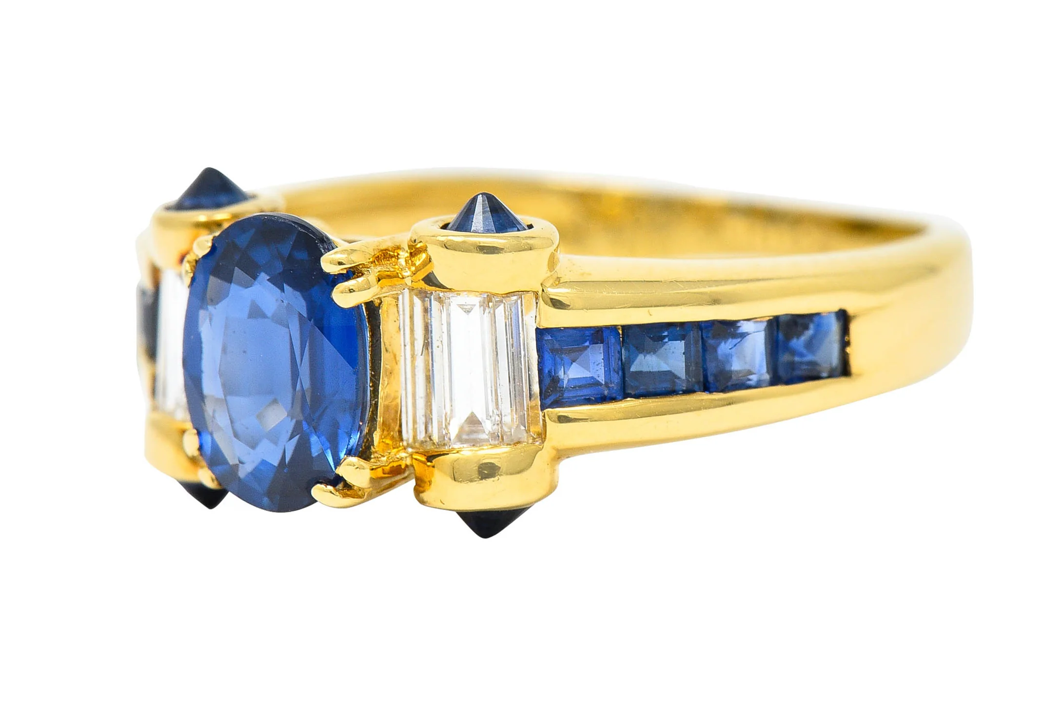 Innovative Sapphire Diamond 18 Karat Gold Gemstone Ring - Image 6