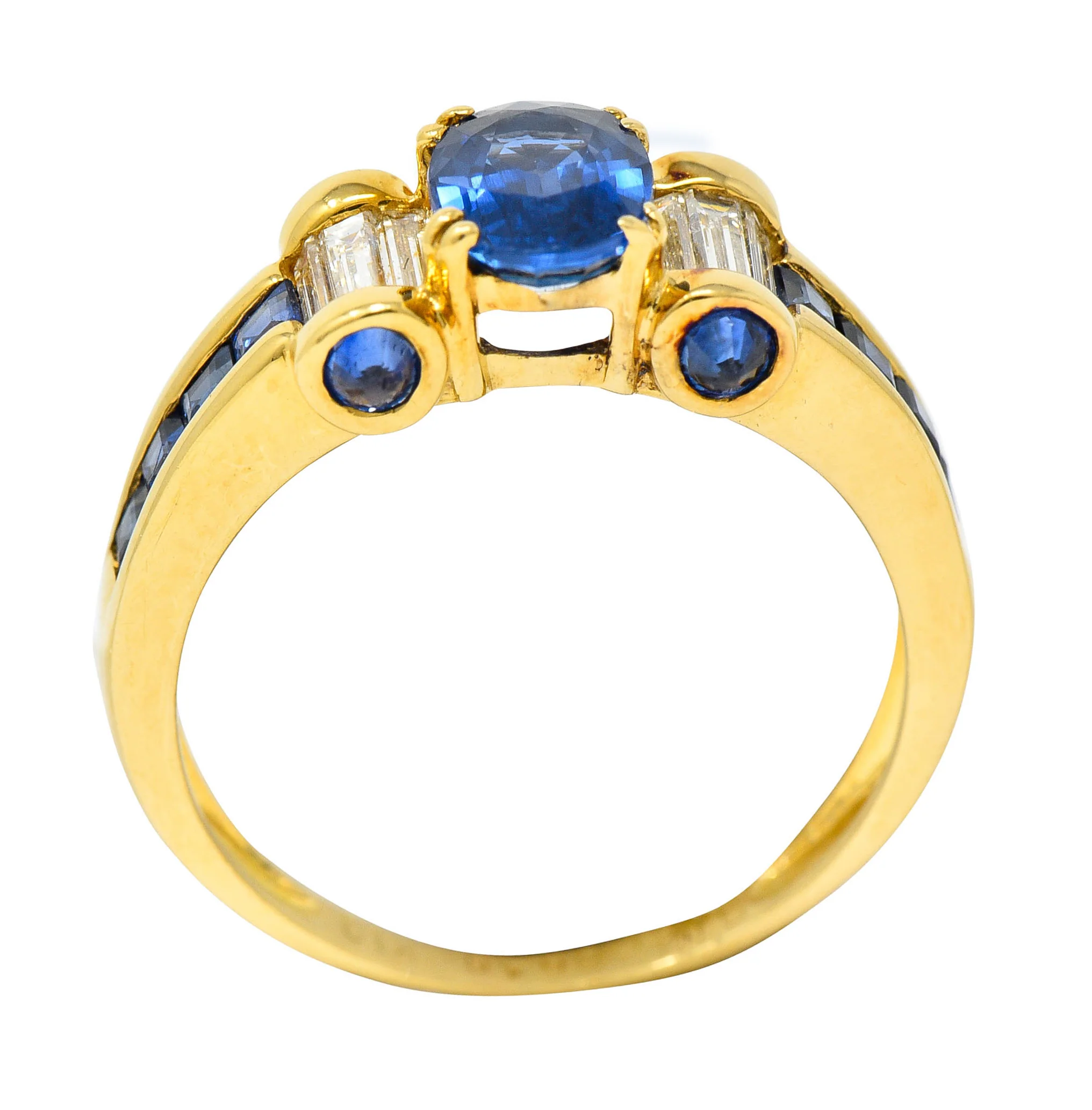 Innovative Sapphire Diamond 18 Karat Gold Gemstone Ring - Image 8