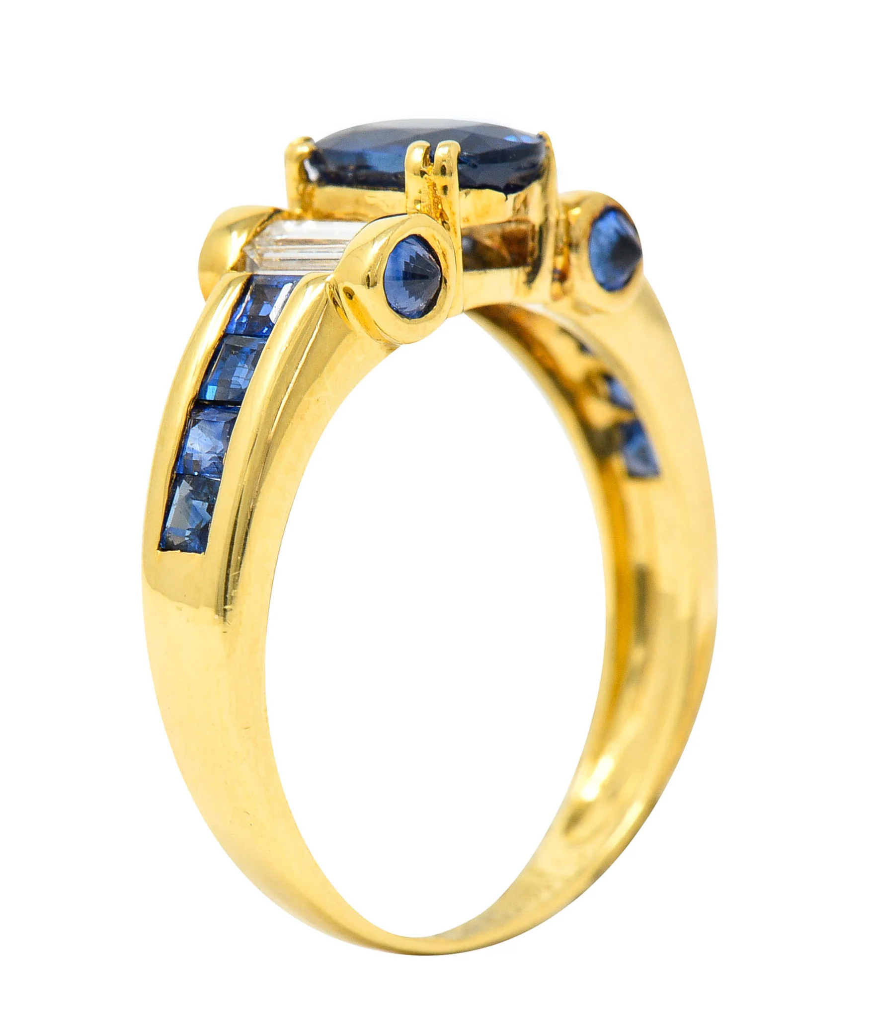 Innovative Sapphire Diamond 18 Karat Gold Gemstone Ring - Image 9