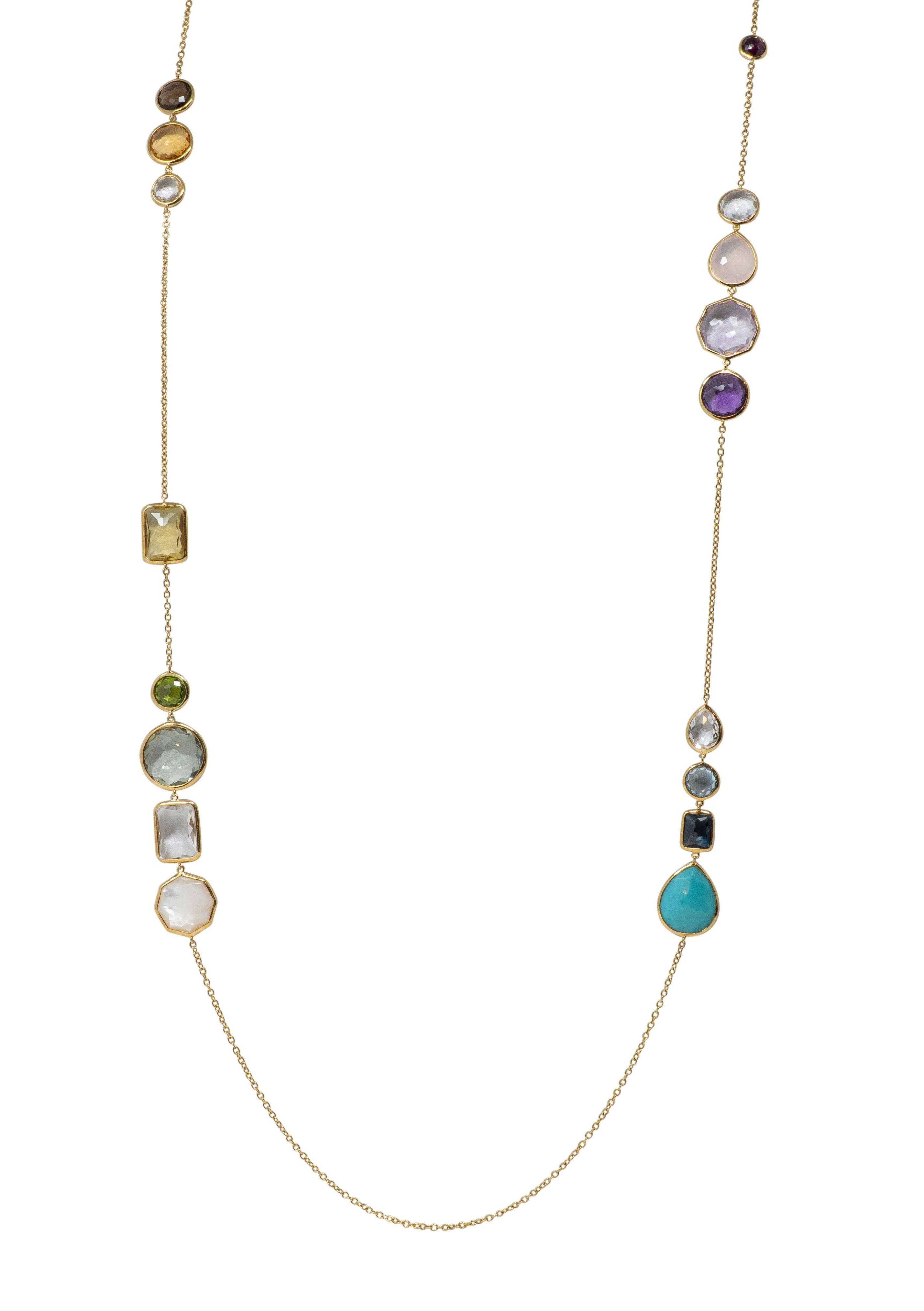 Ippolita 2000's Multi-Gem 18 Karat Yellow Gold Lollipop Station Necklace - Image 5