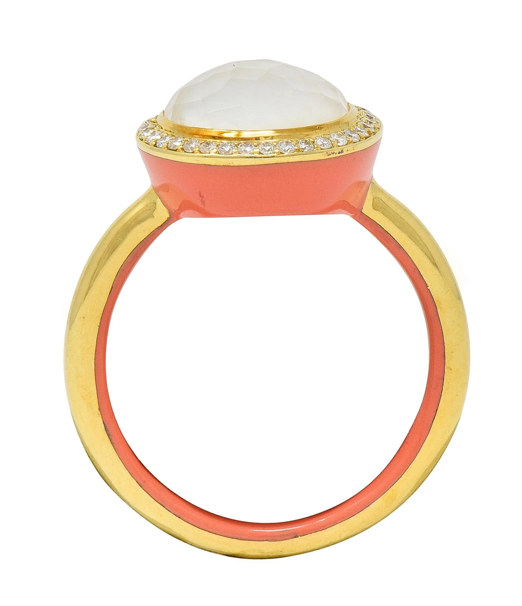 Ippolita Contemporary Diamond Mother-Of-Pearl Quartz Enamel 18 Karat Yellow Gold Lollipop Ring - Image 2
