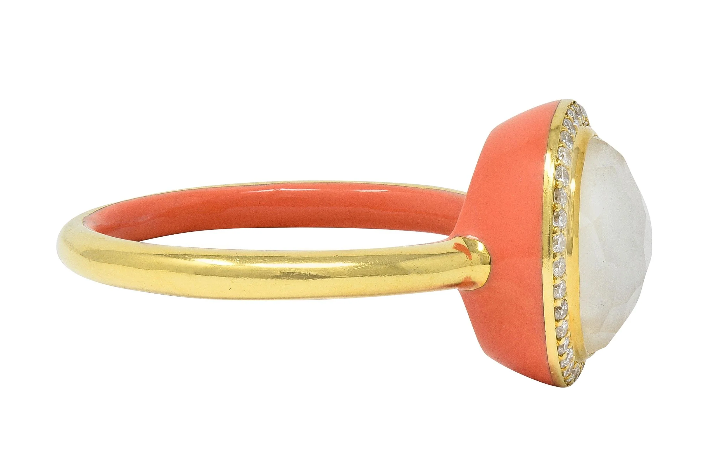 Ippolita Contemporary Diamond Mother-Of-Pearl Quartz Enamel 18 Karat Yellow Gold Lollipop Ring - Image 3
