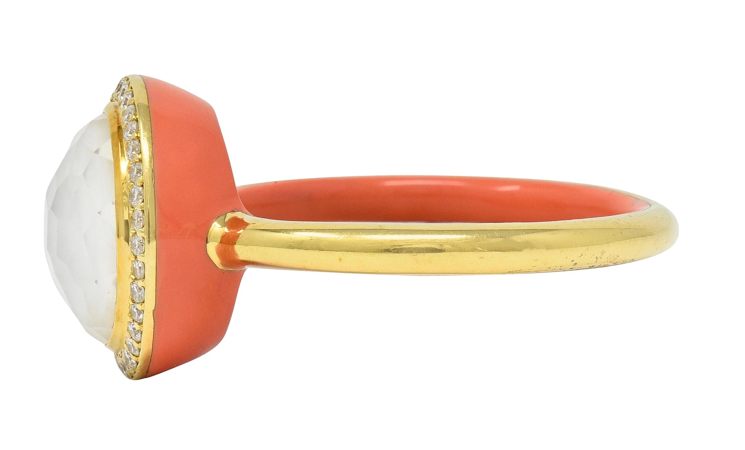 Ippolita Contemporary Diamond Mother-Of-Pearl Quartz Enamel 18 Karat Yellow Gold Lollipop Ring - Image 5