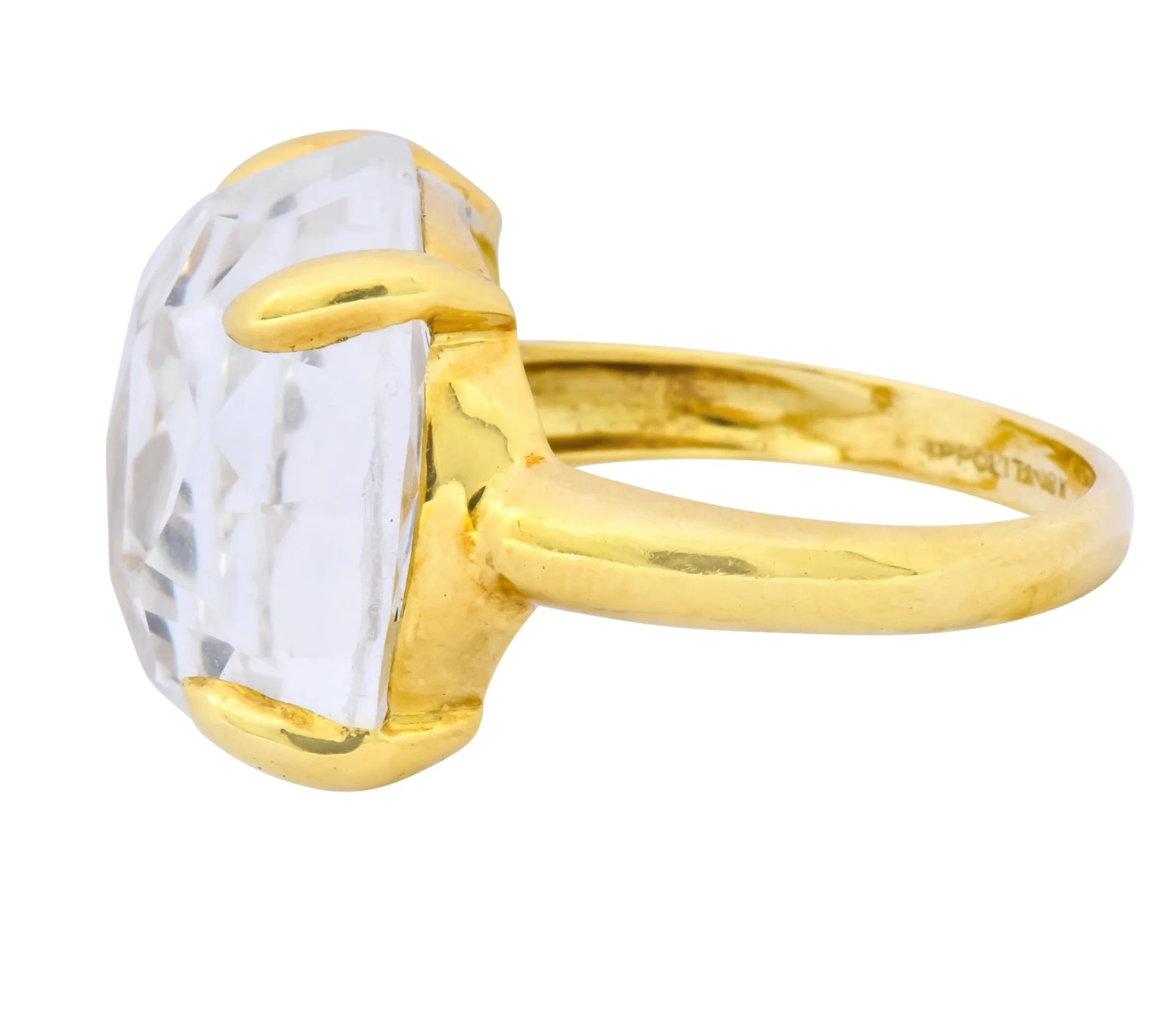 Ippolita Faceted Rock Crystal 18 Karat Gold Cocktail Ring - Image 5