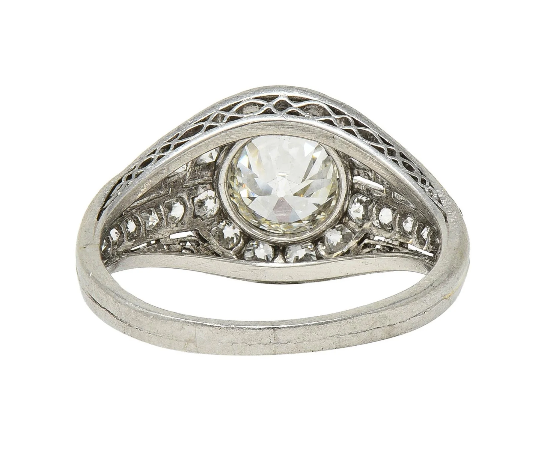 J.E. Caldwell Art Deco 1.35 CTW Diamond Platinum Greek Key Antique Bombé Engagement Ring - Image 5