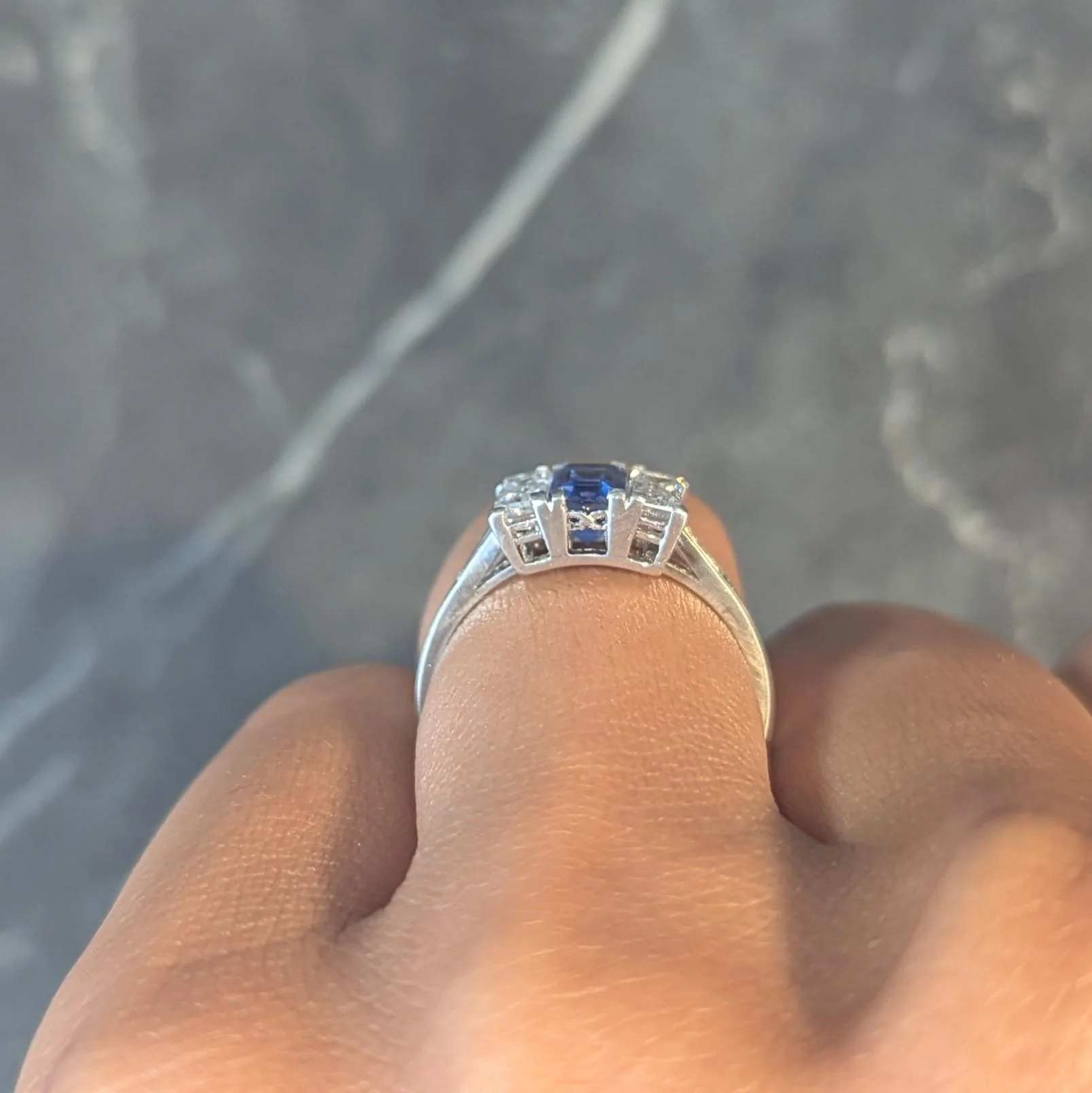 J.E.Caldwell Art Deco 1.82 CTW Sapphire Diamond Platinum Vintage Three Stone Ring - Image 15