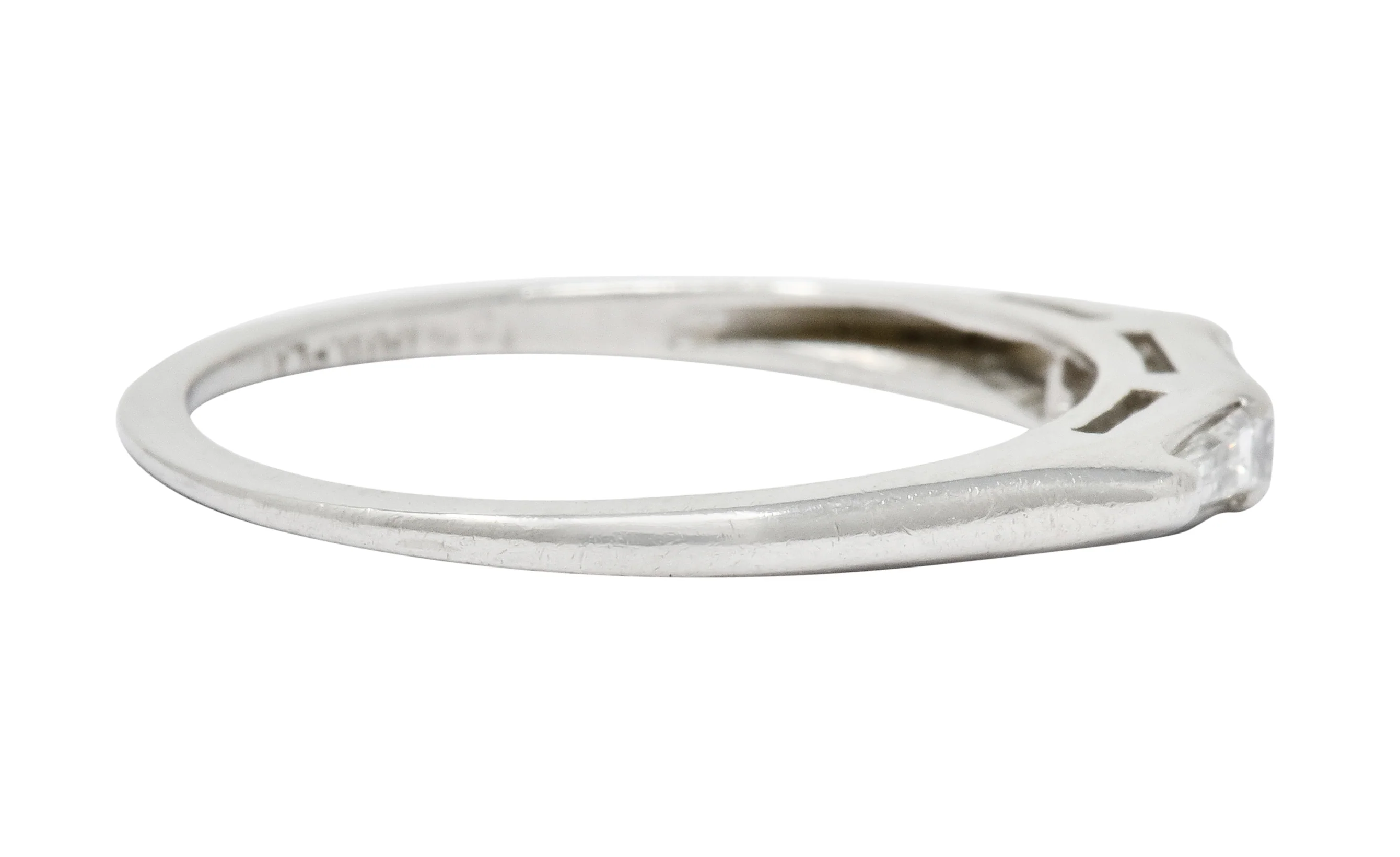 J.E. Caldwell Baguette Diamond Platinum Stacking Band Ring Circa 1950 - Image 3