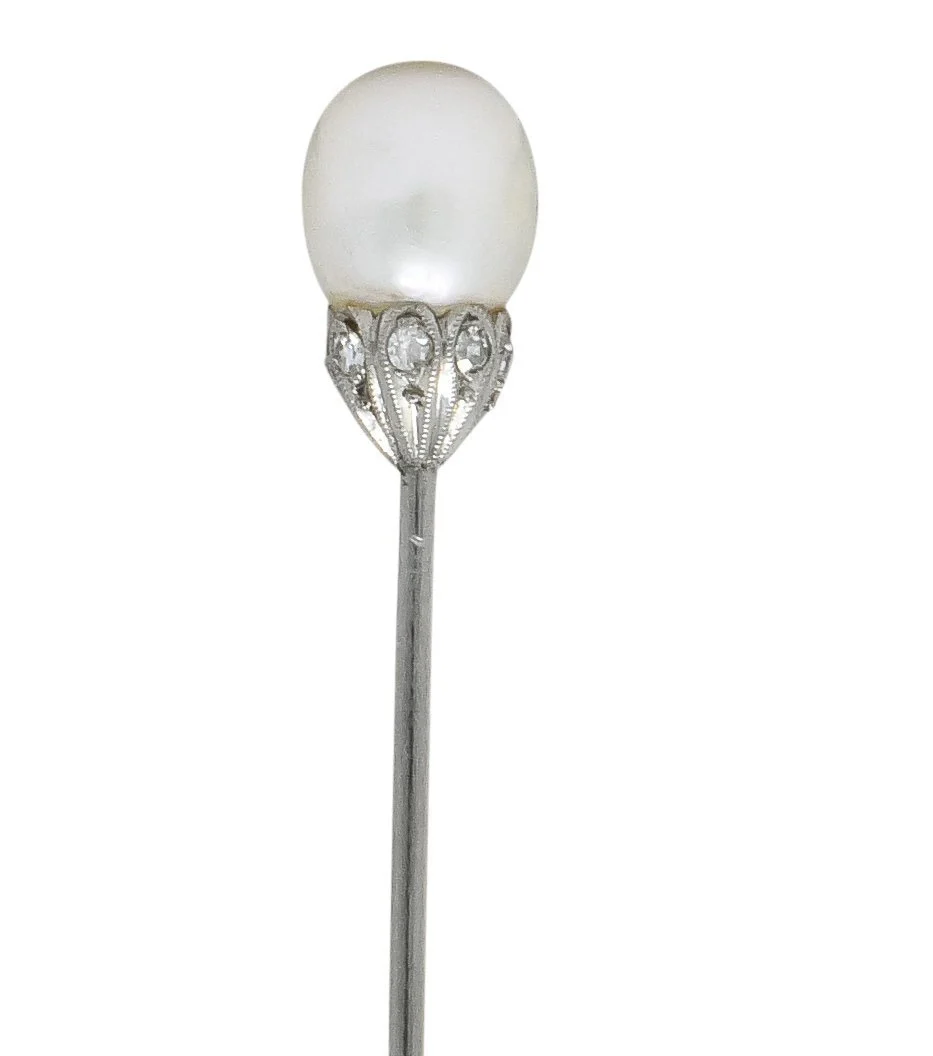 J. E Caldwell & Co. Edwardian Pearl Platinum Stickpin - Image 3