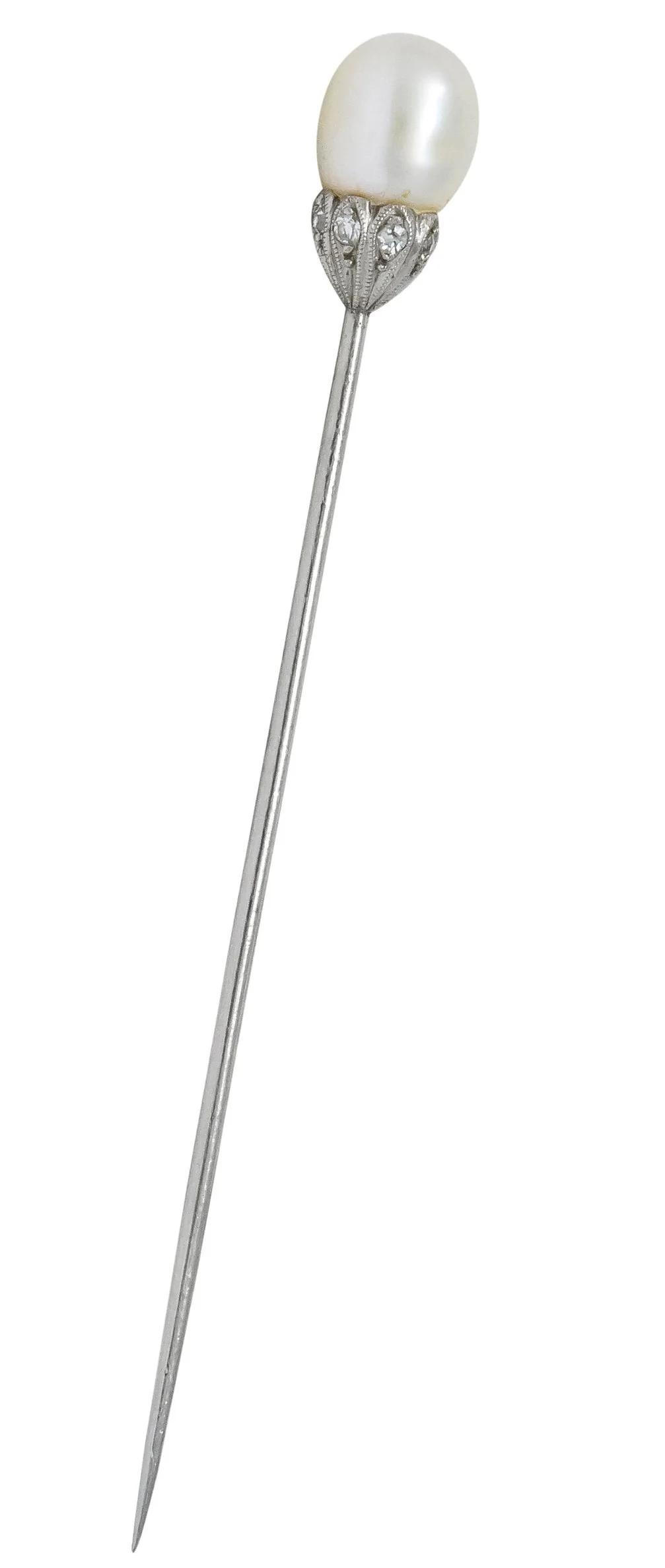 J. E Caldwell & Co. Edwardian Pearl Platinum Stickpin - Image 4