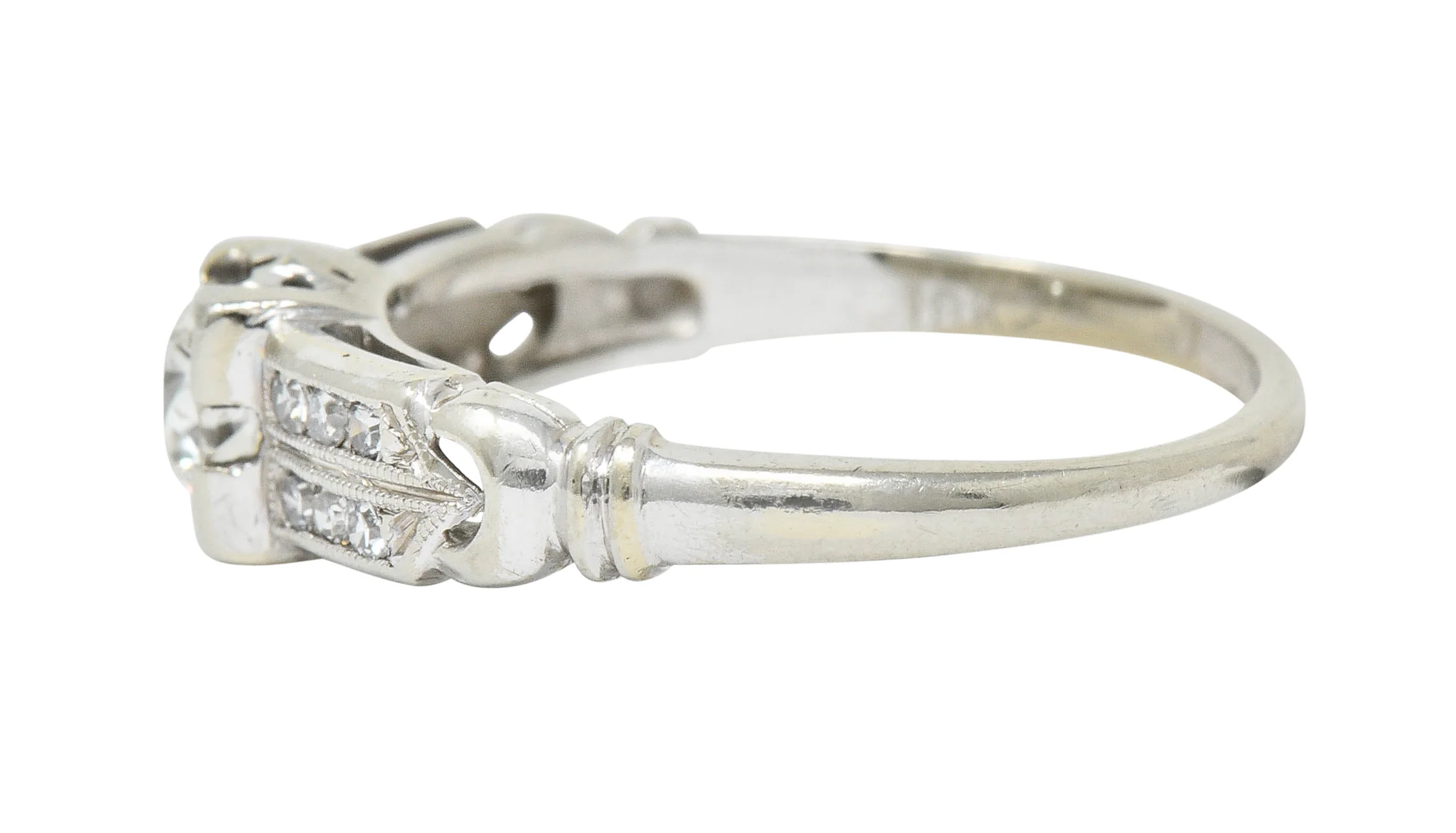 J.R. Wood & Sons Art Deco 0.62 CTW Diamond 18 Karat White Gold Engagement Ring - Image 5