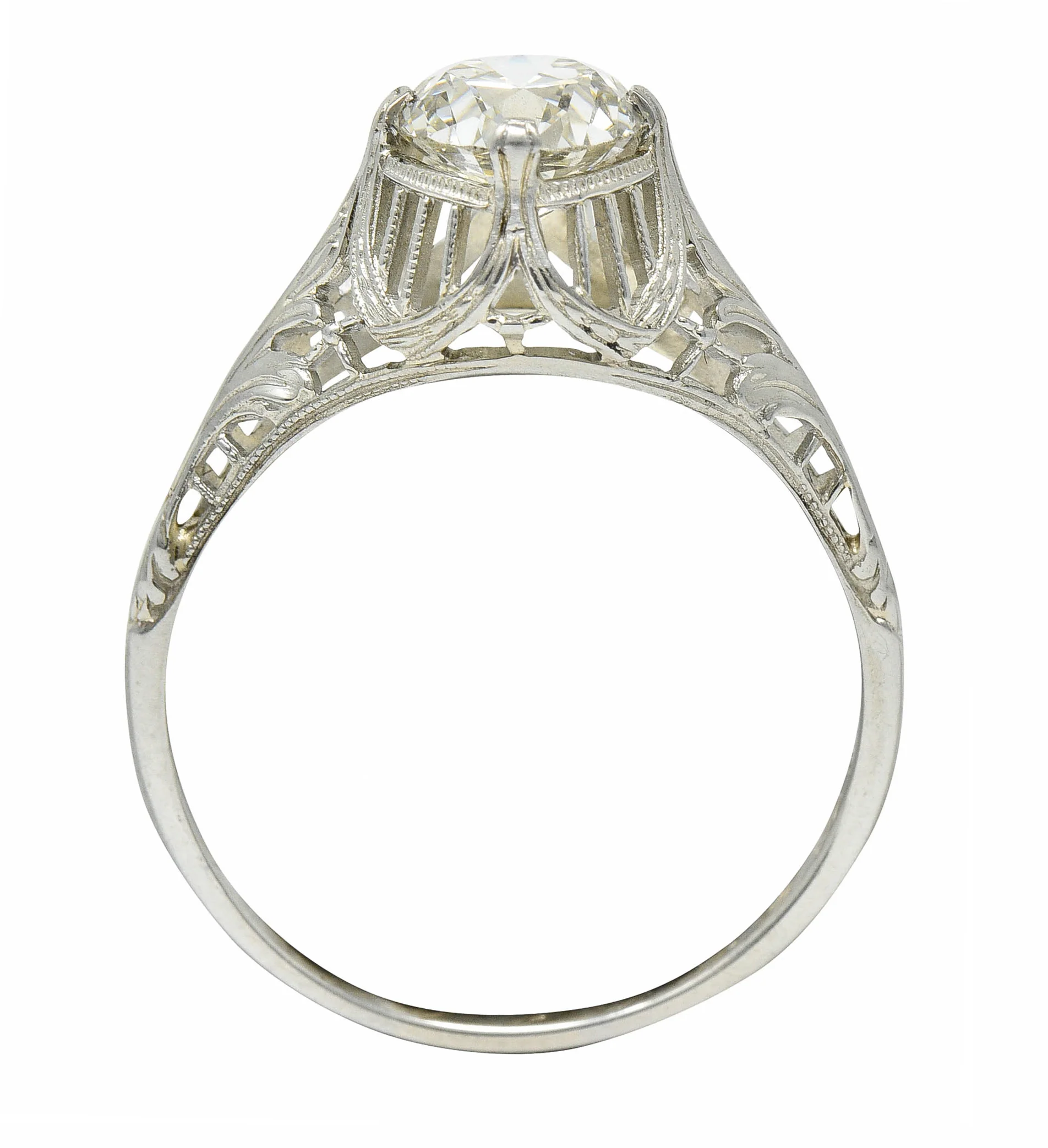 J.R. Wood & Sons Art Deco 1.21 CTW Diamond 18 Karat White Gold Engagement Ring - Image 11