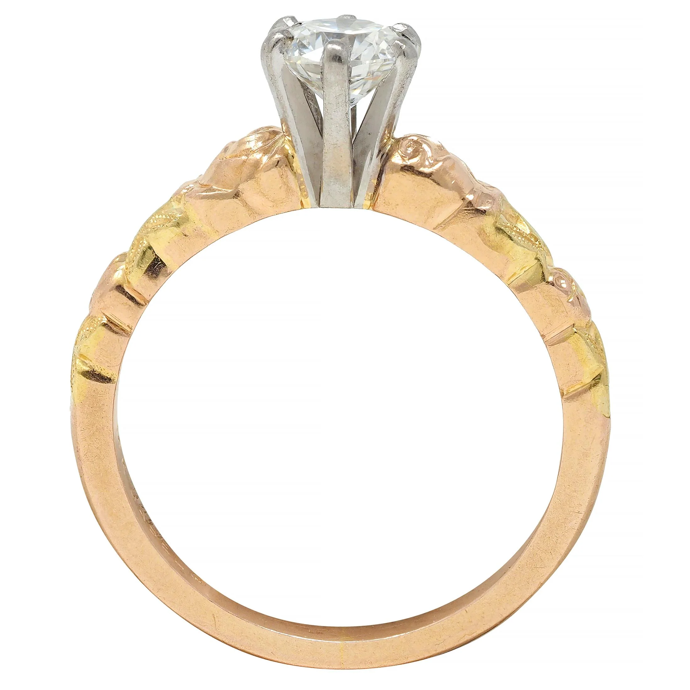 Jabel 0.45 CTW Round Brilliant Diamond 14 Karat Tri-Gold Rose Engagement Ring - Image 10