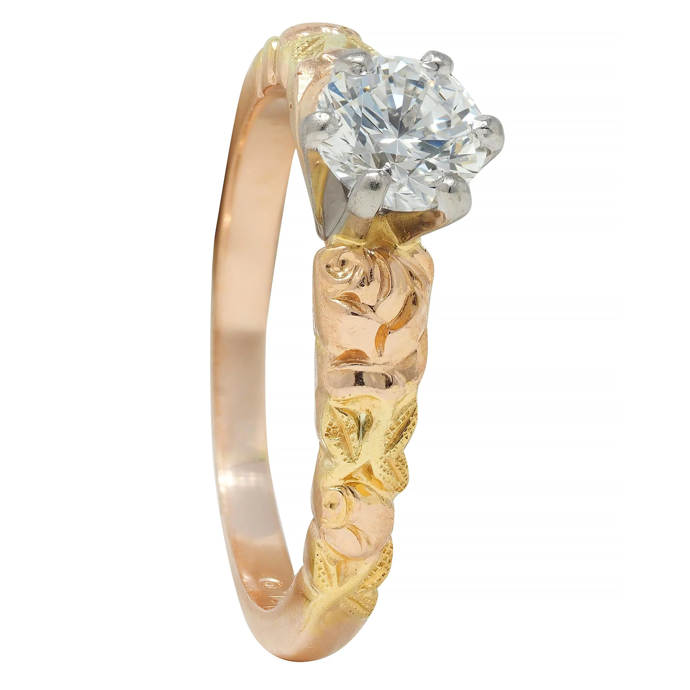 Jabel 0.45 CTW Round Brilliant Diamond 14 Karat Tri-Gold Rose Engagement Ring - Image 11