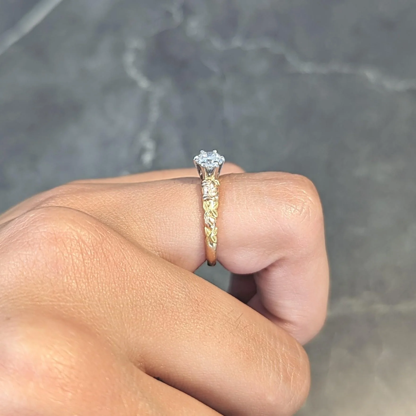 Jabel 0.45 CTW Round Brilliant Diamond 14 Karat Tri-Gold Rose Engagement Ring - Image 14