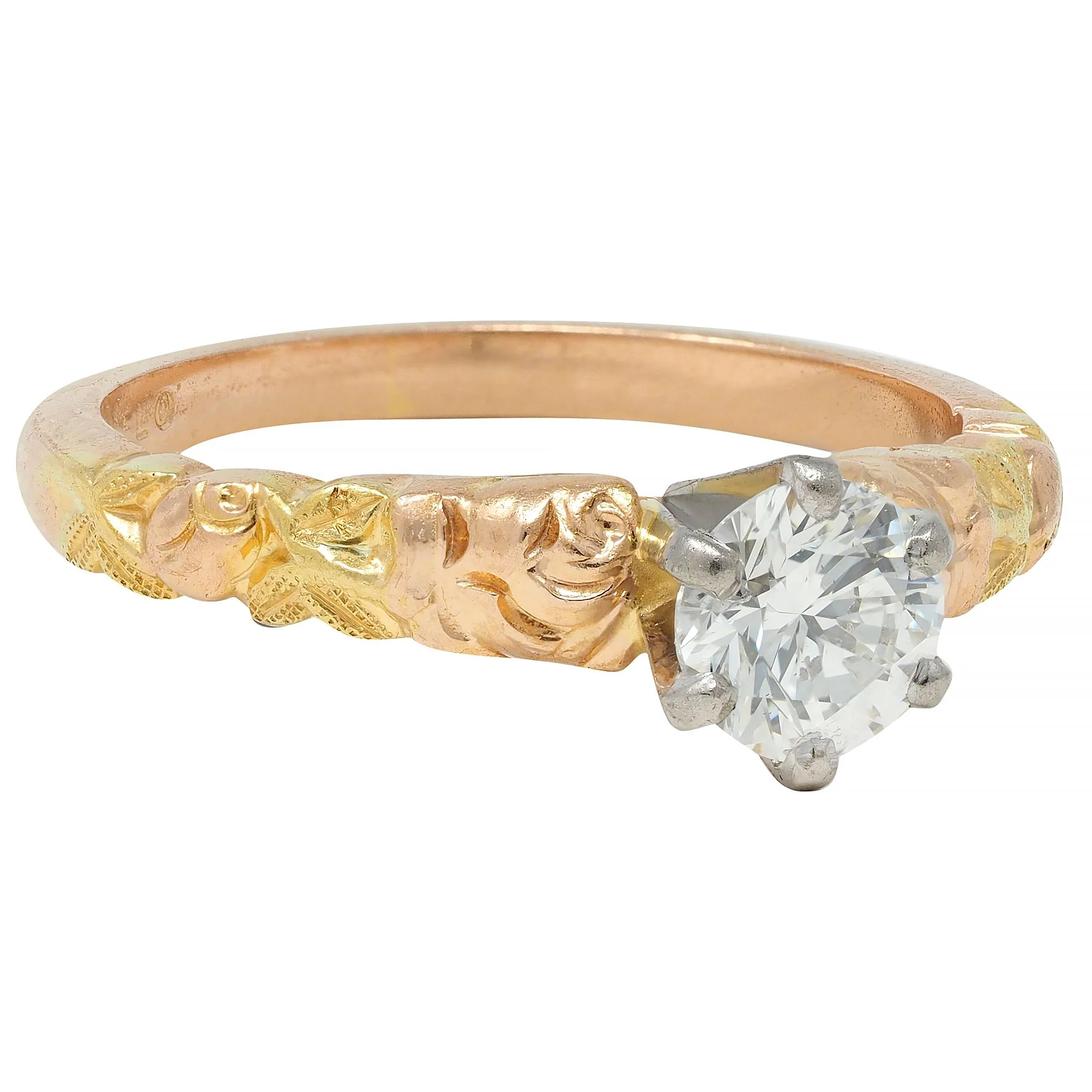 Jabel 0.45 CTW Round Brilliant Diamond 14 Karat Tri-Gold Rose Engagement Ring - Image 2