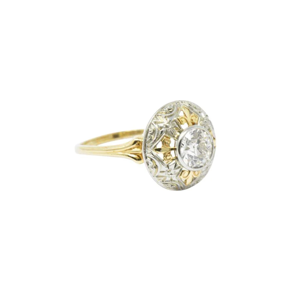 Jabel 0.75 CTW Old European Cut Diamond 14 Karat Tri-Colored Gold Retro Engagement Ring - Image 6