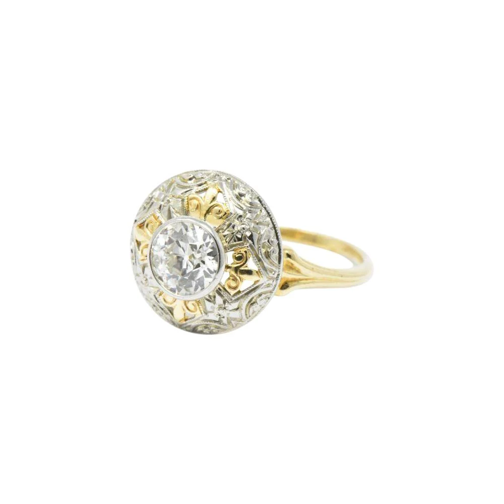 Jabel 0.75 CTW Old European Cut Diamond 14 Karat Tri-Colored Gold Retro Engagement Ring - Image 8