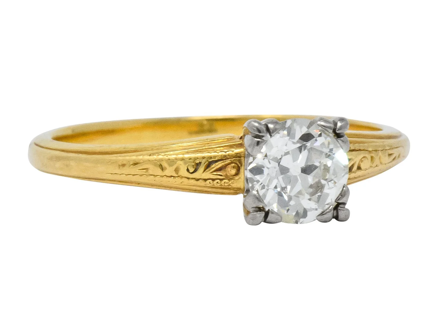 Jabel 1920's 0.90 CTW Diamond 18 Karat Gold Engagement Ring - Image 2