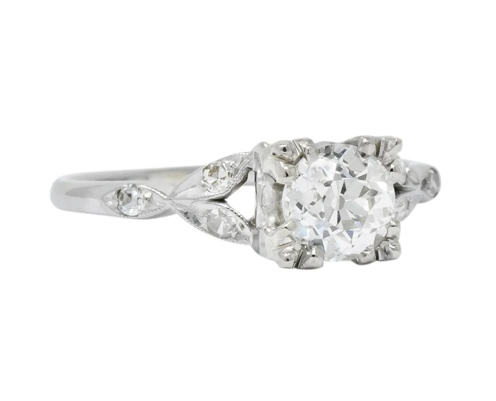 Jabel Art Deco 1.00 CTW Diamond 18 Karat Gold Engagement Ring GIA - Image 2