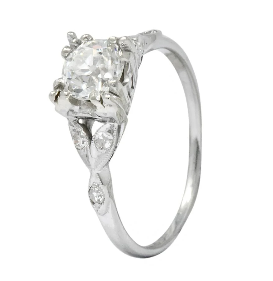 Jabel Art Deco 1.00 CTW Diamond 18 Karat Gold Engagement Ring GIA - Image 9