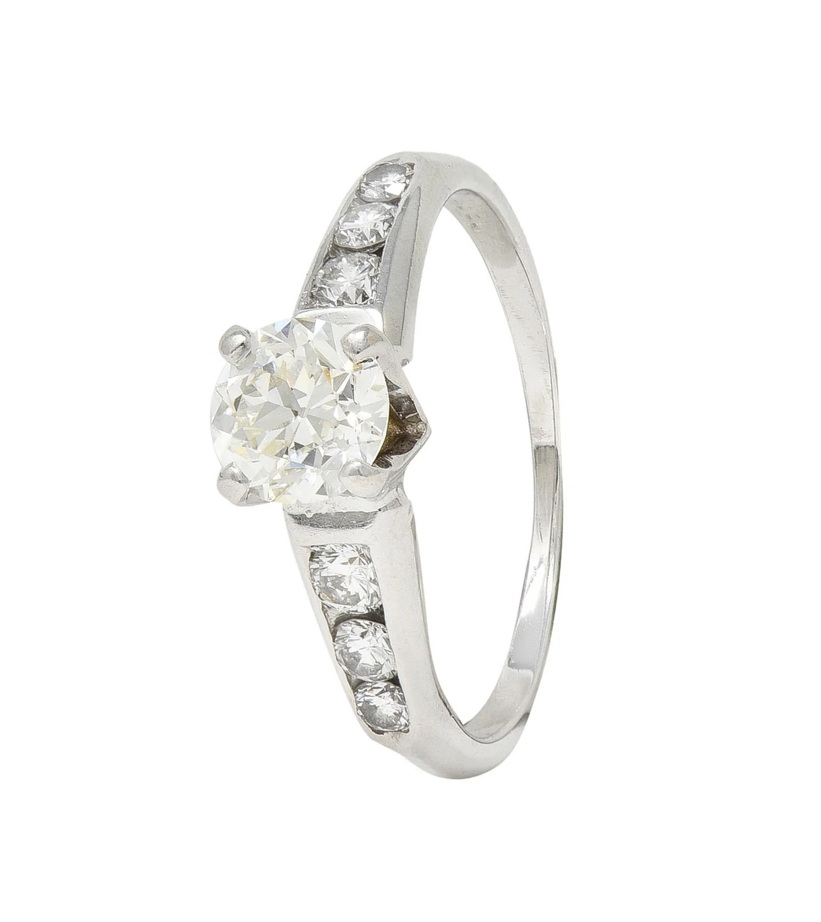 Jabel Mid-Century 1.21 CTW Old European Diamond 18 Karat White Gold Vintage Engagement Ring - Image 10