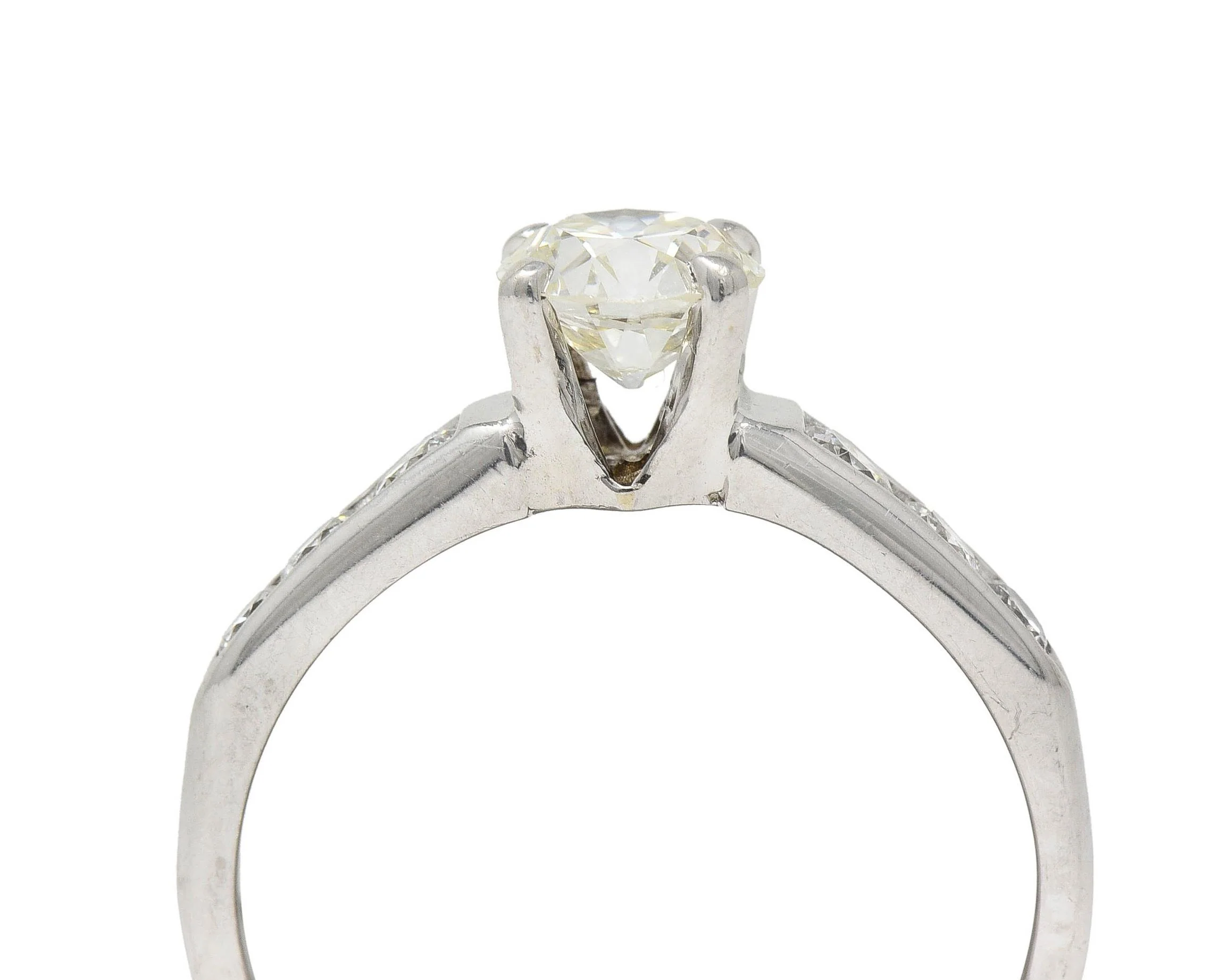 Jabel Mid-Century 1.21 CTW Old European Diamond 18 Karat White Gold Vintage Engagement Ring - Image 11