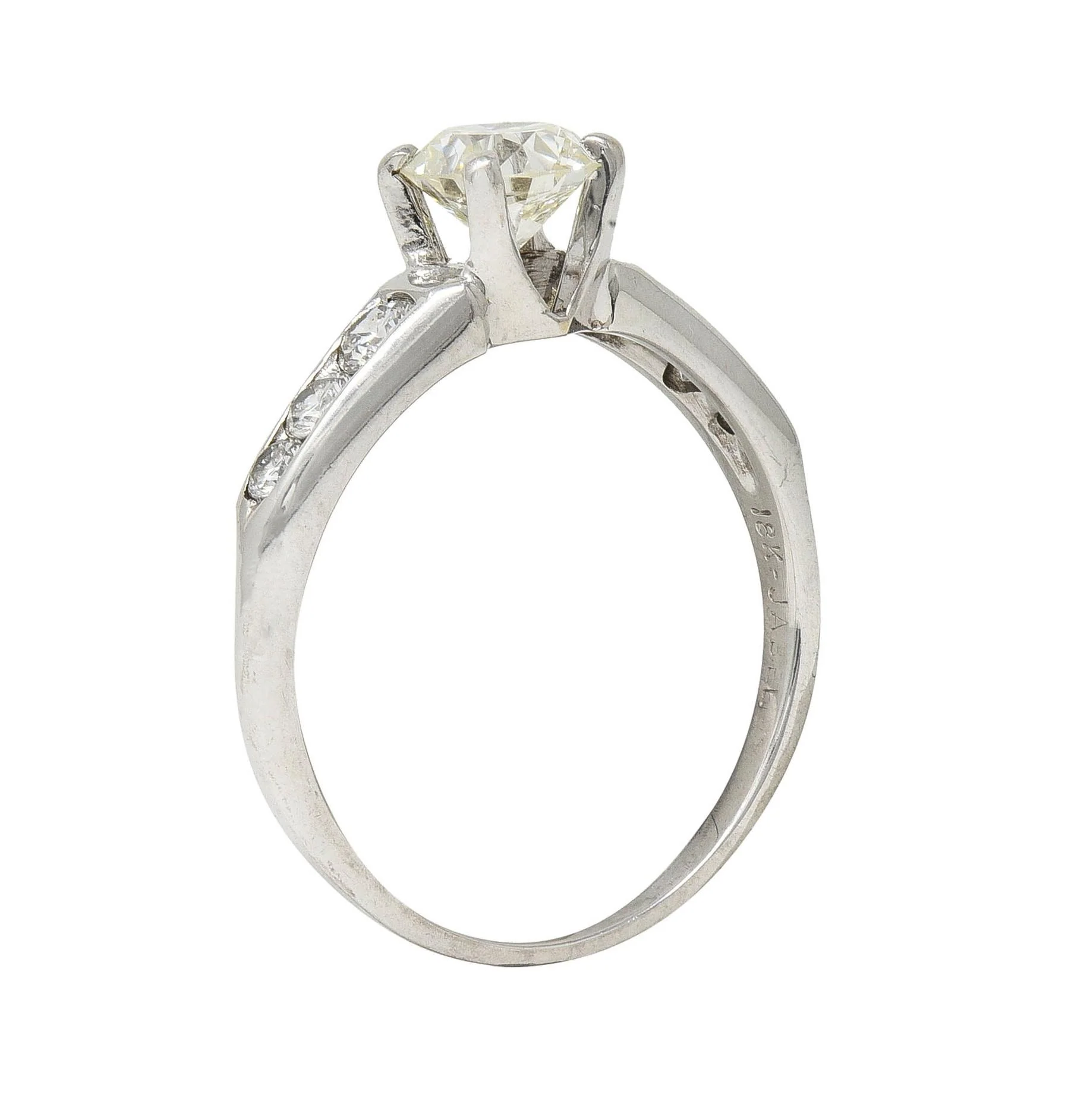 Jabel Mid-Century 1.21 CTW Old European Diamond 18 Karat White Gold Vintage Engagement Ring - Image 12