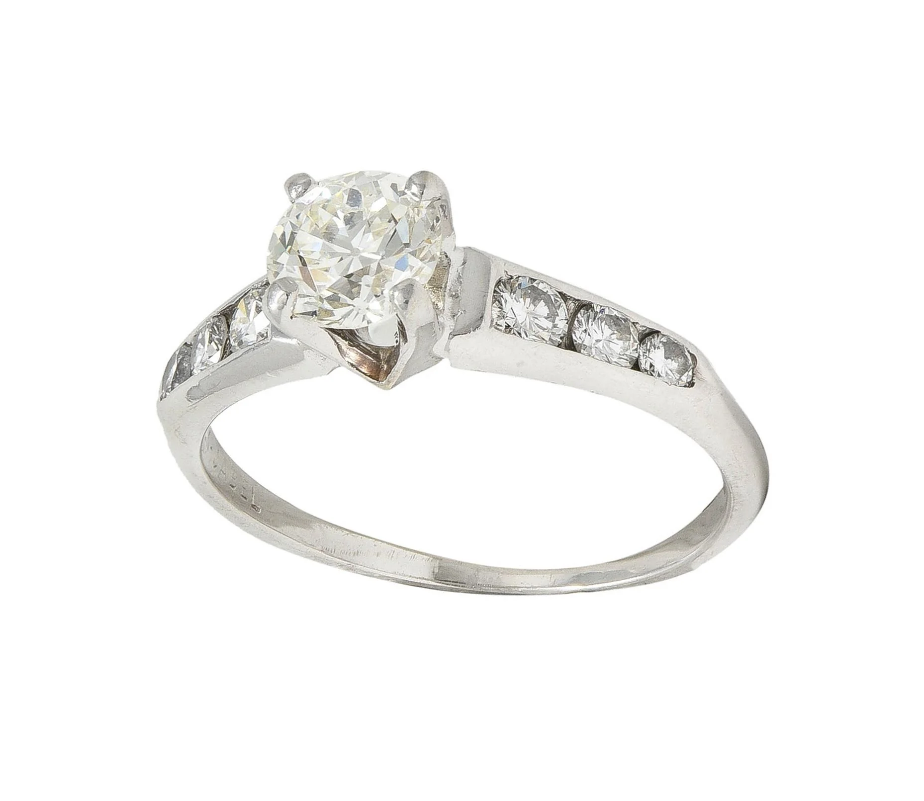 Jabel Mid-Century 1.21 CTW Old European Diamond 18 Karat White Gold Vintage Engagement Ring - Image 13