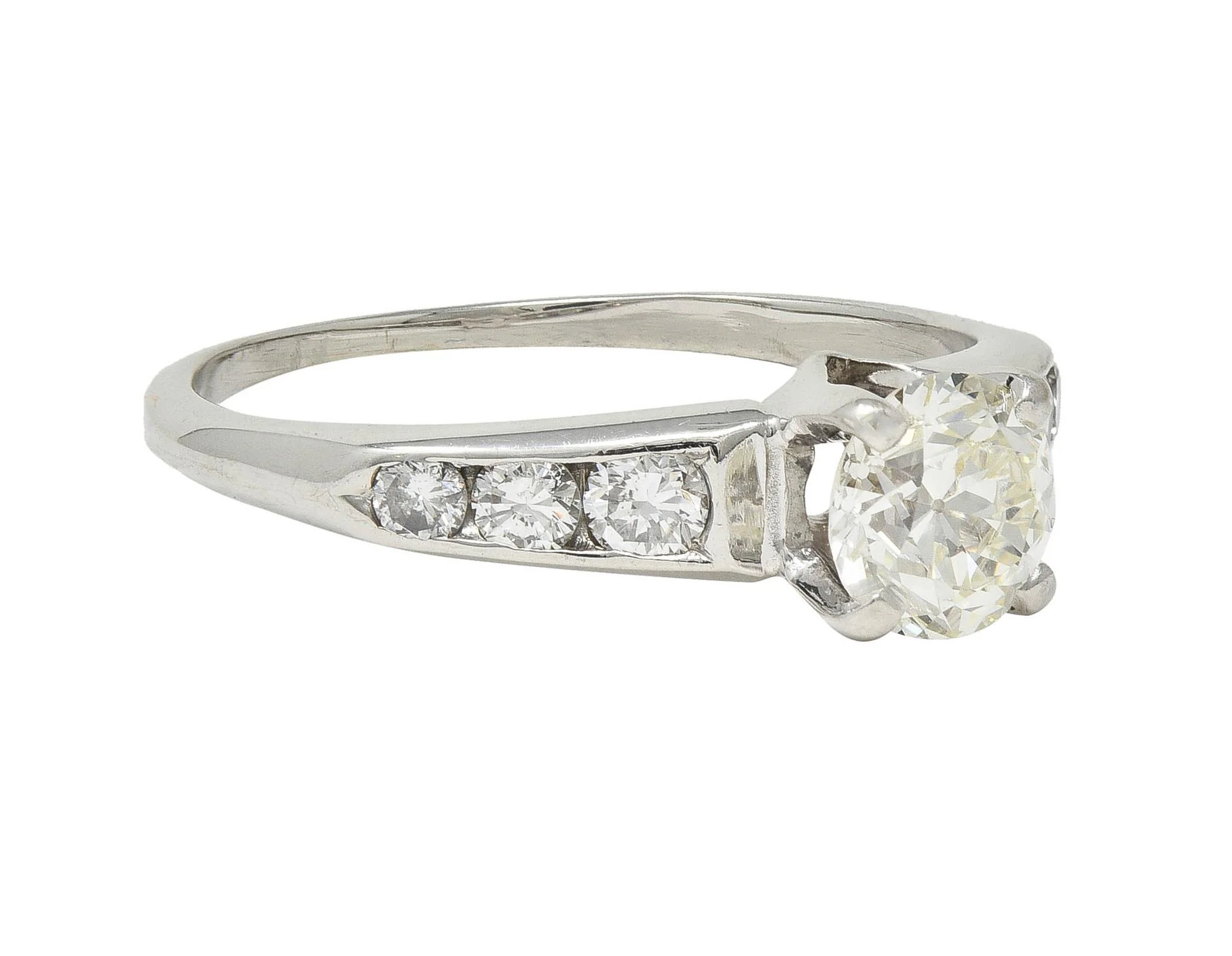 Jabel Mid-Century 1.21 CTW Old European Diamond 18 Karat White Gold Vintage Engagement Ring - Image 3