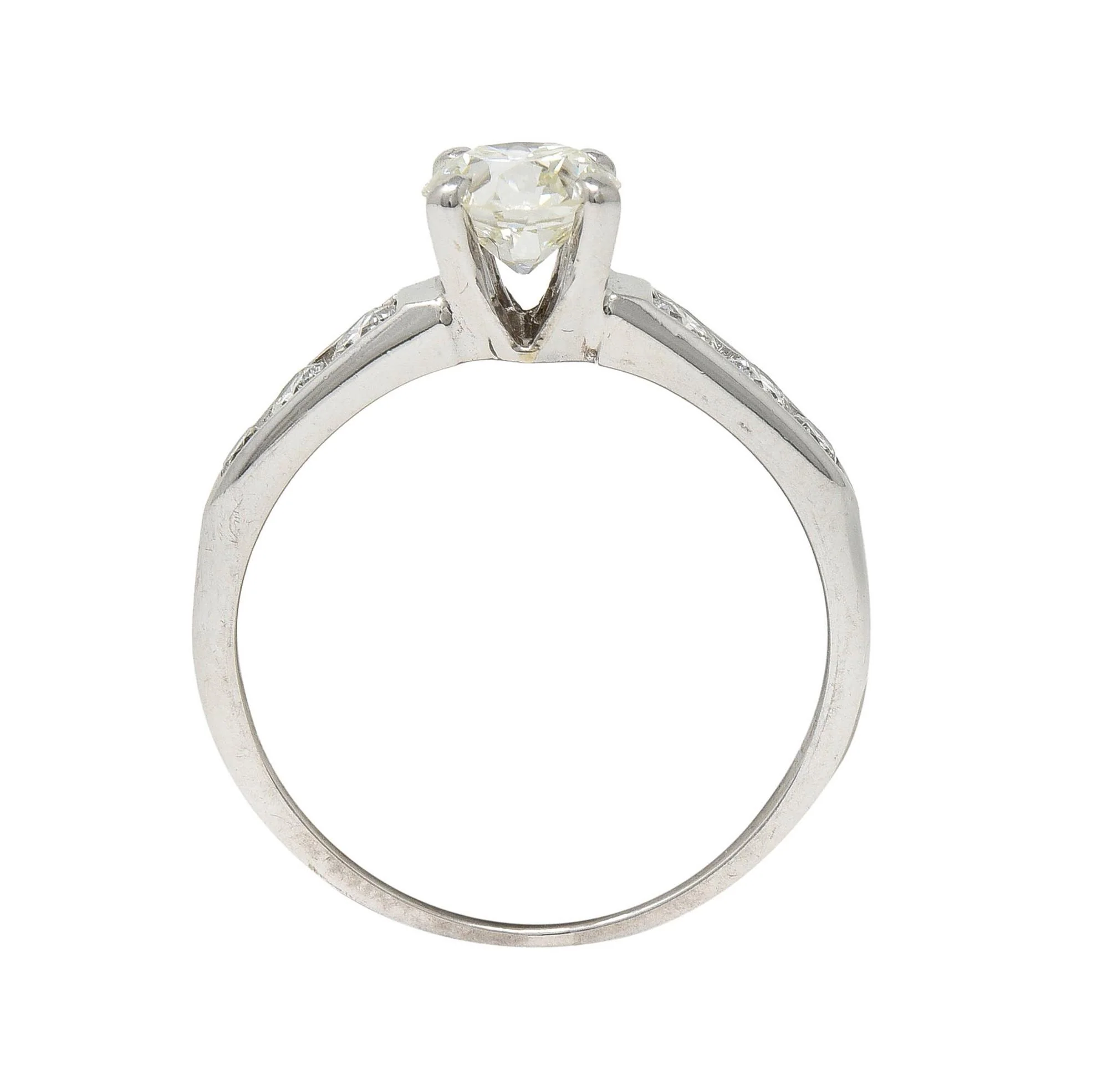 Jabel Mid-Century 1.21 CTW Old European Diamond 18 Karat White Gold Vintage Engagement Ring - Image 4