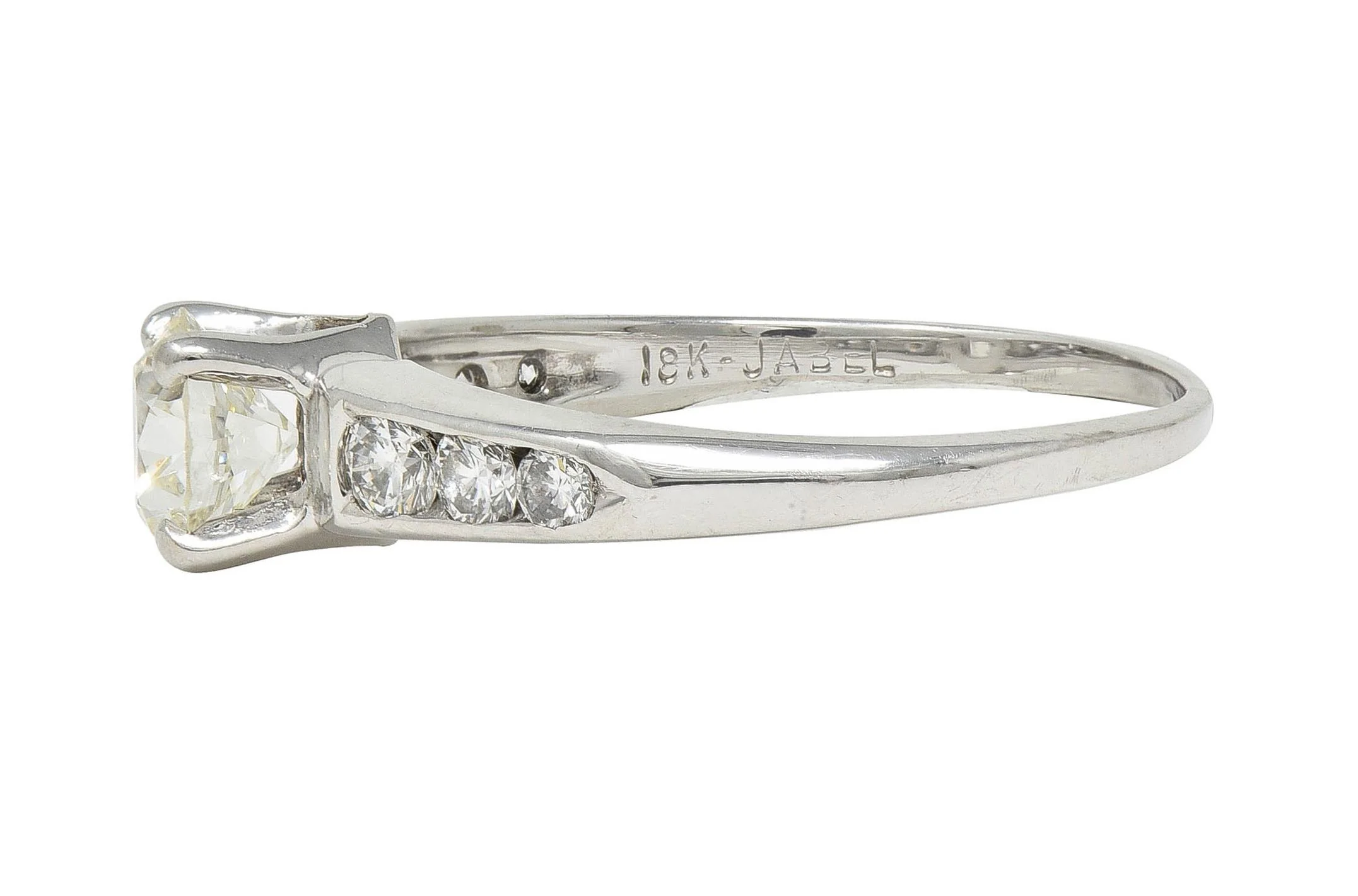 Jabel Mid-Century 1.21 CTW Old European Diamond 18 Karat White Gold Vintage Engagement Ring - Image 7