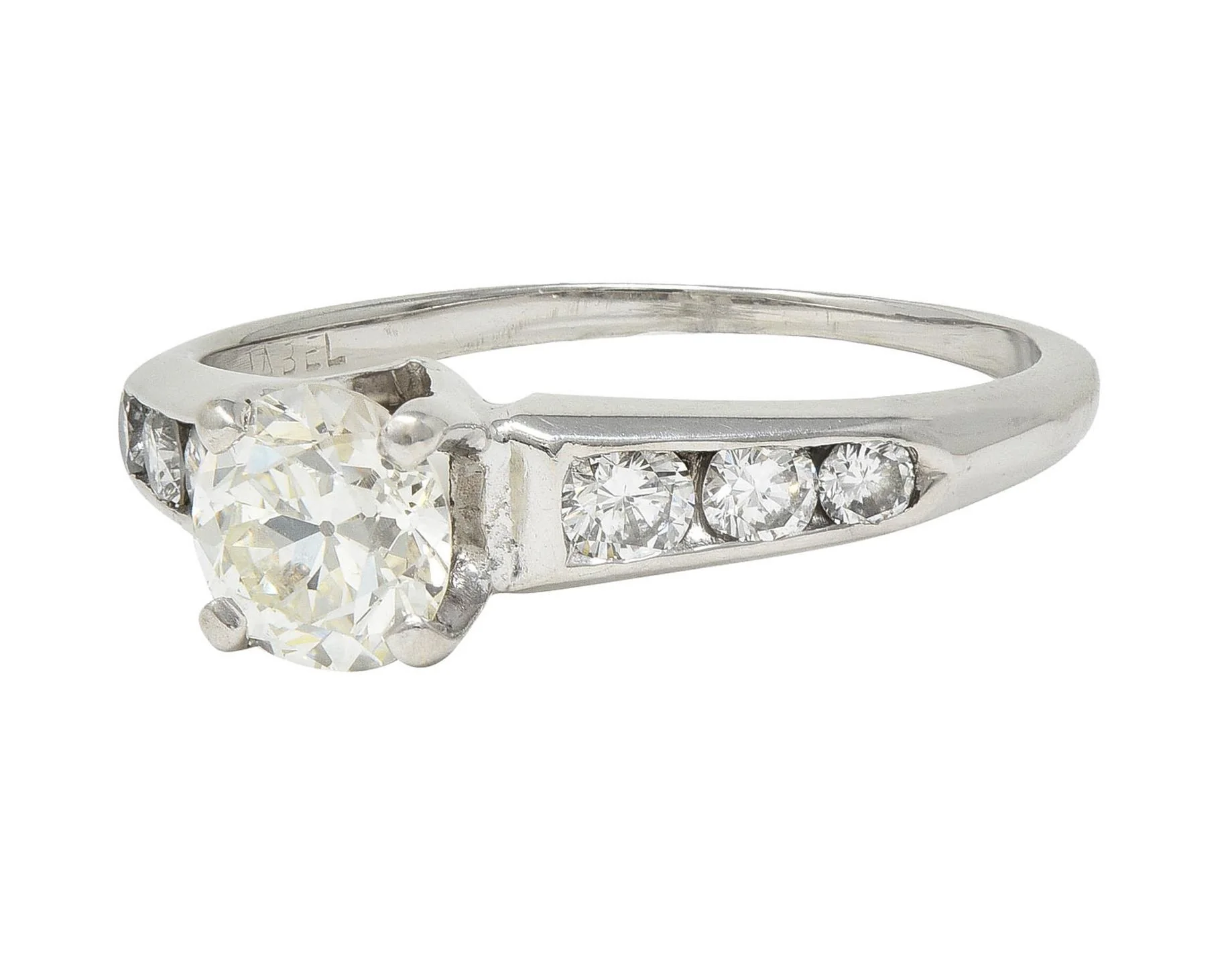 Jabel Mid-Century 1.21 CTW Old European Diamond 18 Karat White Gold Vintage Engagement Ring - Image 8