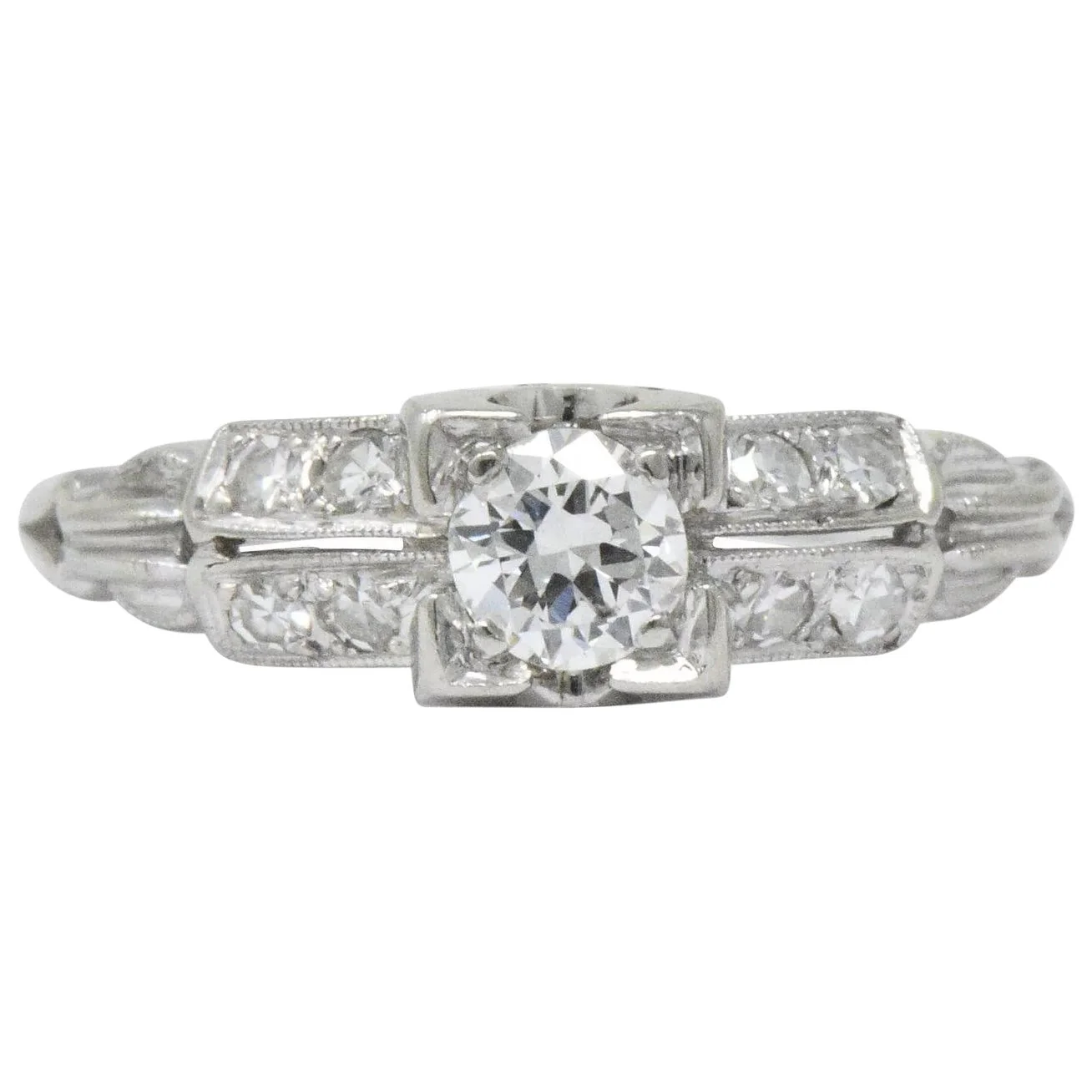 Jabel Retro 0.40 CTW Diamond 18 Karat White Gold Engagement Ring