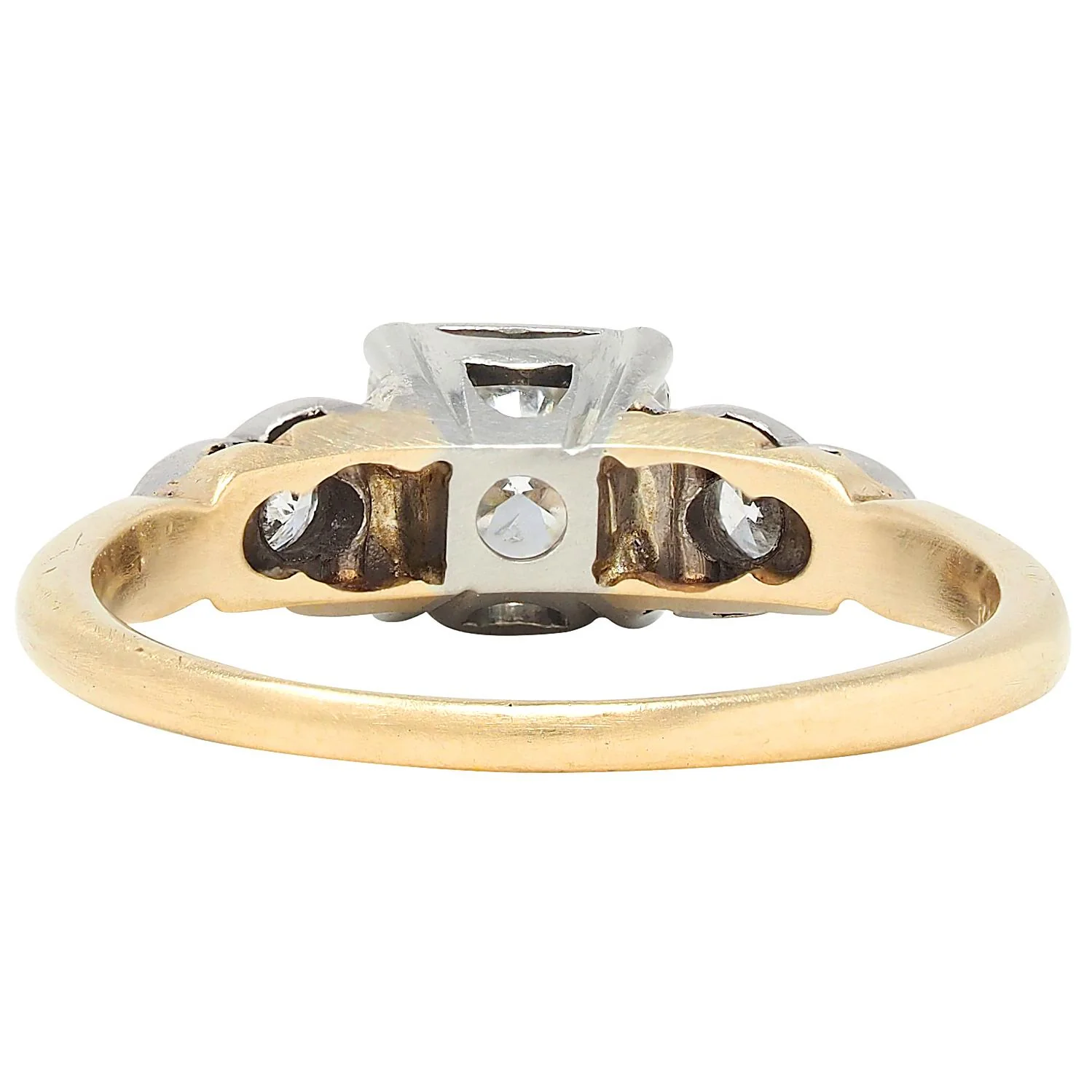 Jabel Retro Transitional Cut Diamond 14 Karat Two-Tone Gold Vintage Stepped Engagement Ring - Image 3