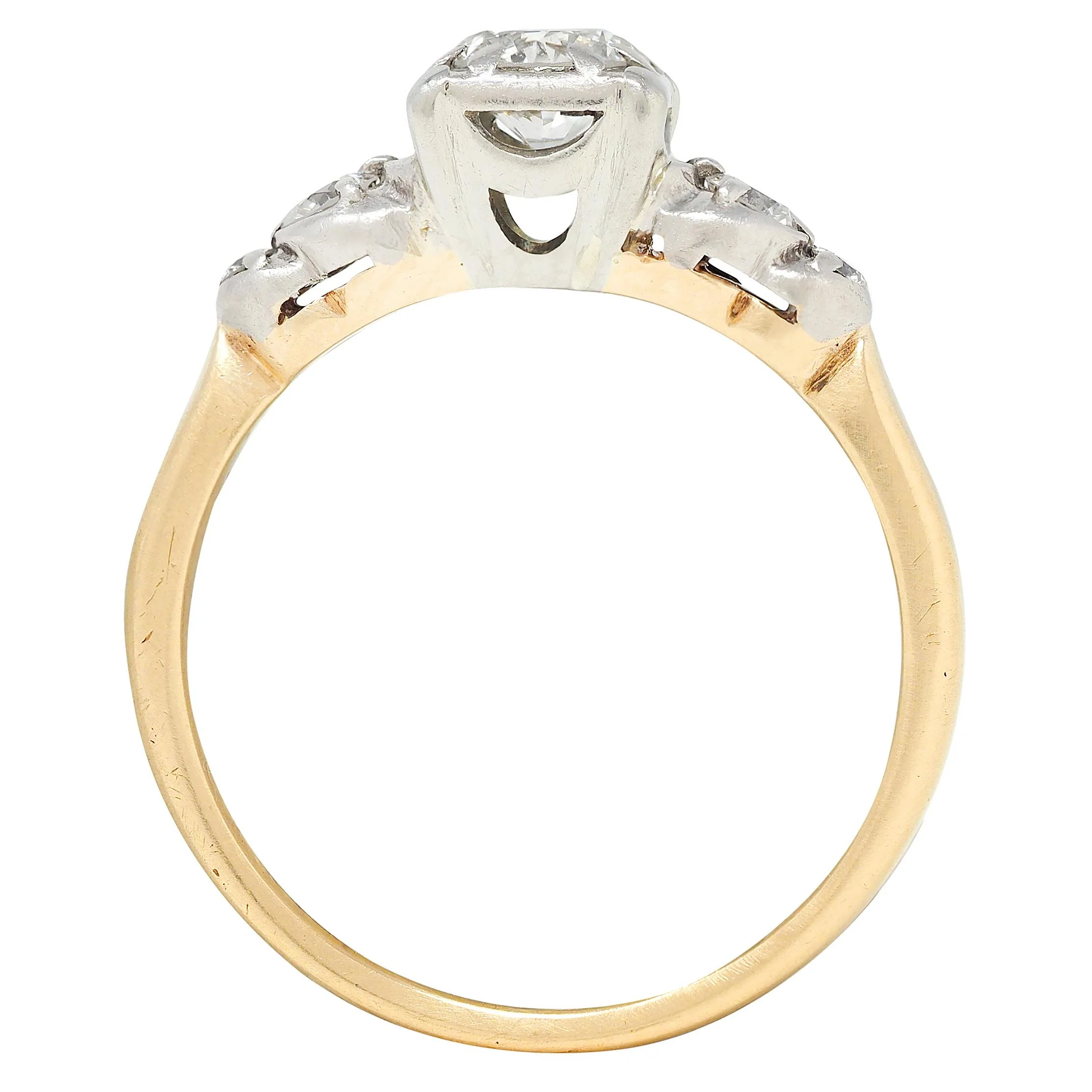 Jabel Retro Transitional Cut Diamond 14 Karat Two-Tone Gold Vintage Stepped Engagement Ring - Image 5
