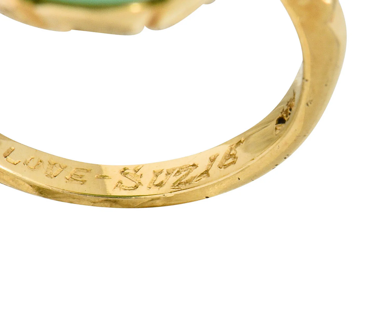 Jade 14 Karat Yellow Gold Cabochon Ring Circa 1950's - Image 10