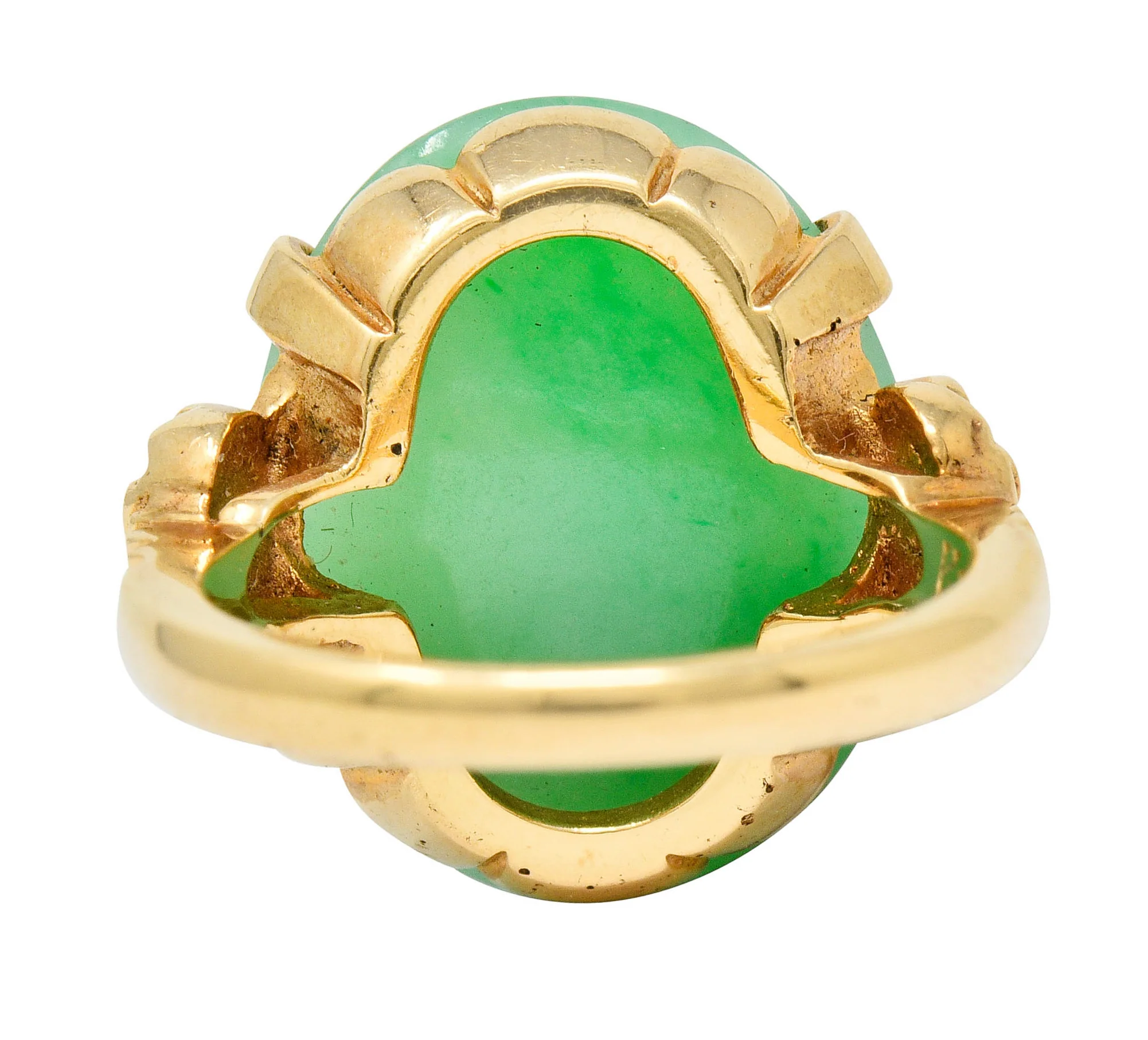 Jade 14 Karat Yellow Gold Cabochon Ring Circa 1950's - Image 4