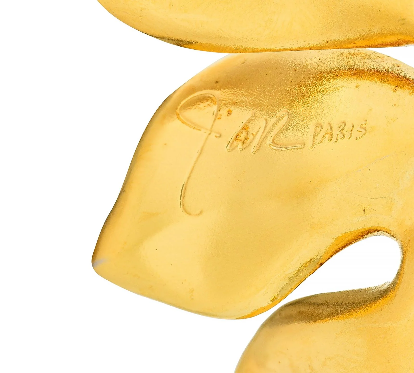JAR French 18 Karat Gold Anodized Aluminum Fig Leaf Ear-Clip Earrings - Image 8