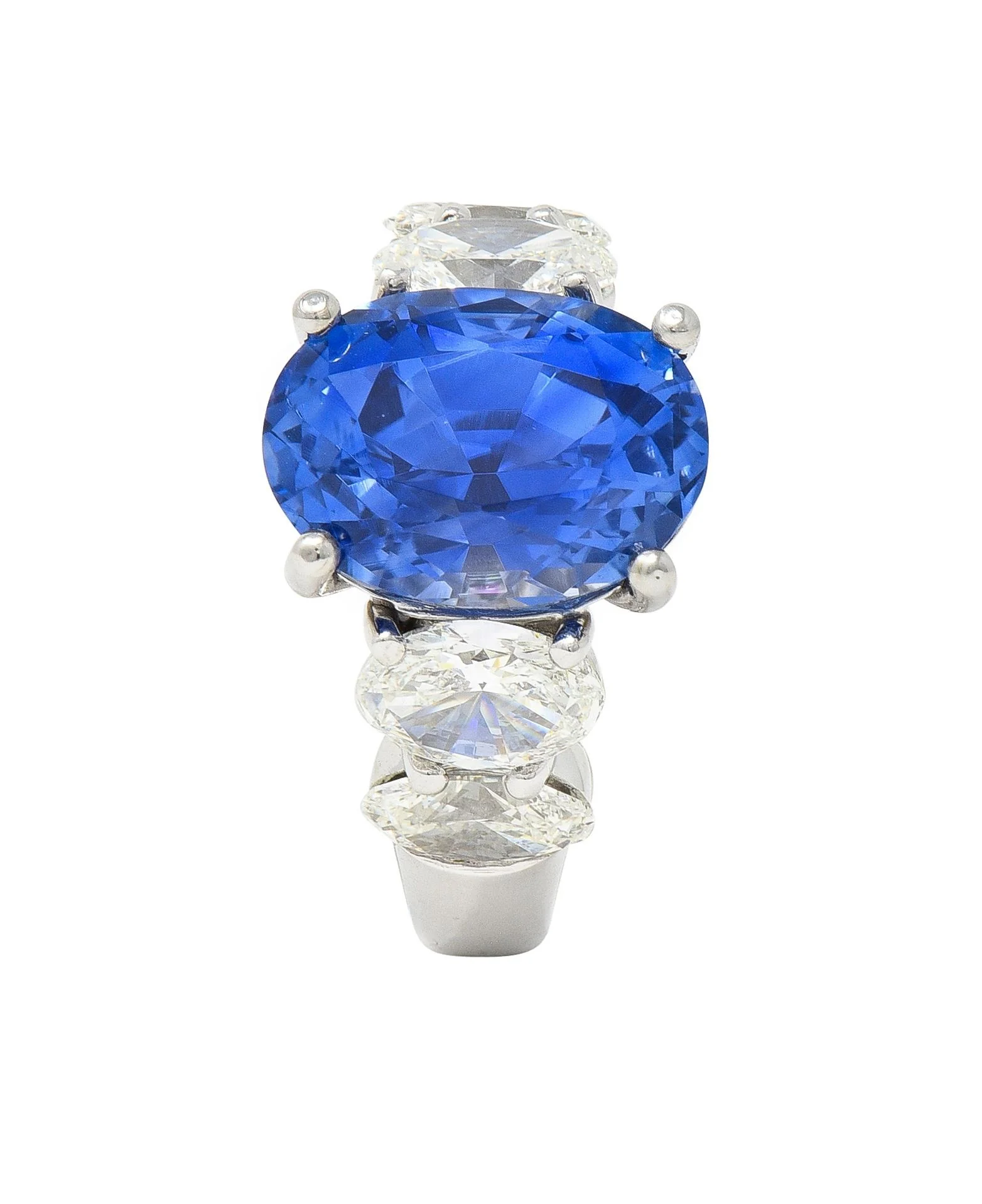 JB Star 7.15 CTW Ceylon Sapphire Diamond Platinum Five Stone Ring GIA - Image 12